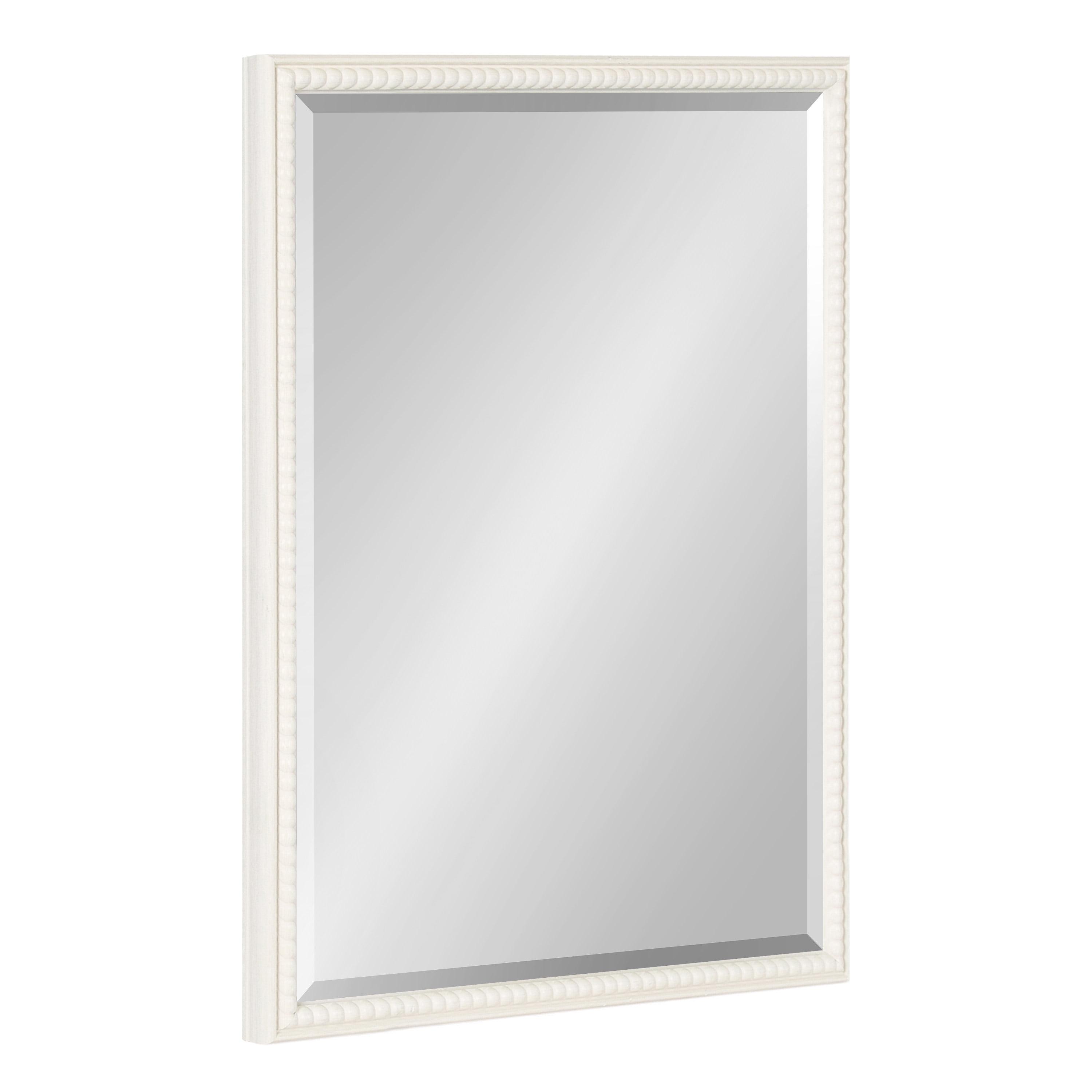 18" x 24" White Beaded Ornate Rectangle Wall Mirror