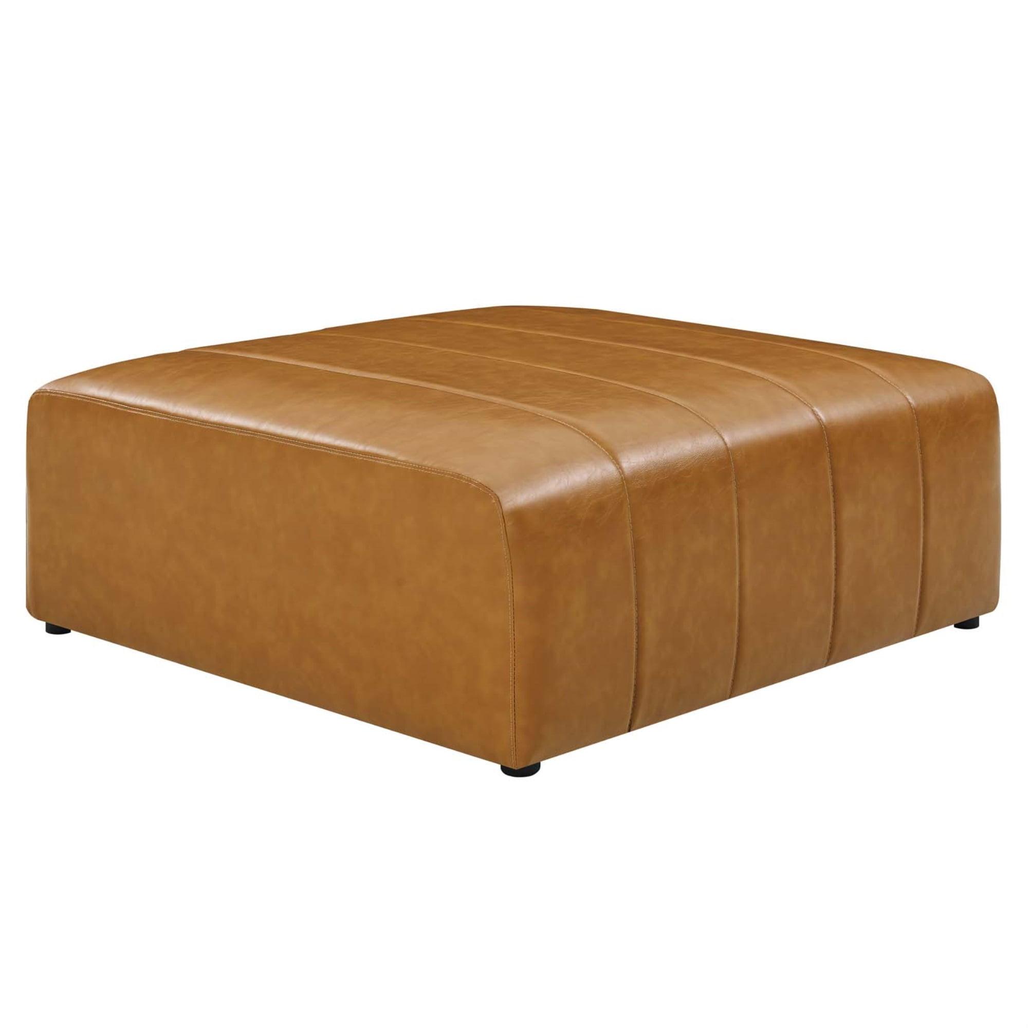 Bartlett 42'' Tan Vegan Leather Tufted Ottoman