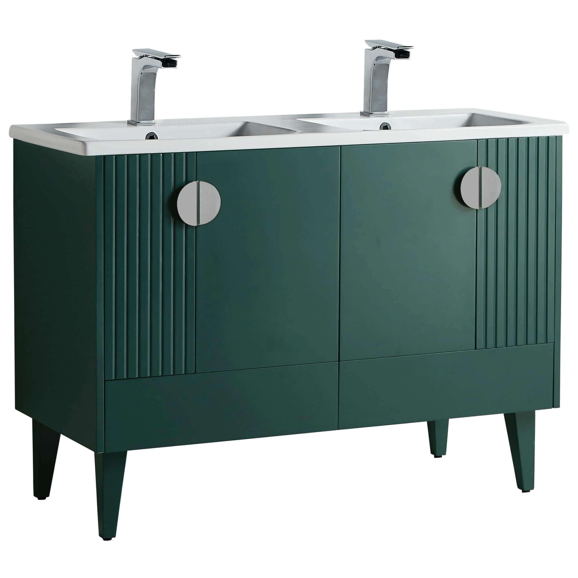 Venezian 47.25'' Chrome-Handled Green Double Bathroom Vanity