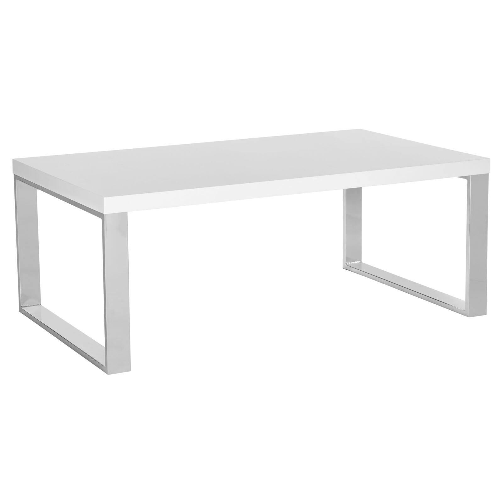 Transitional Rectangular Coffee Table in White and Silver