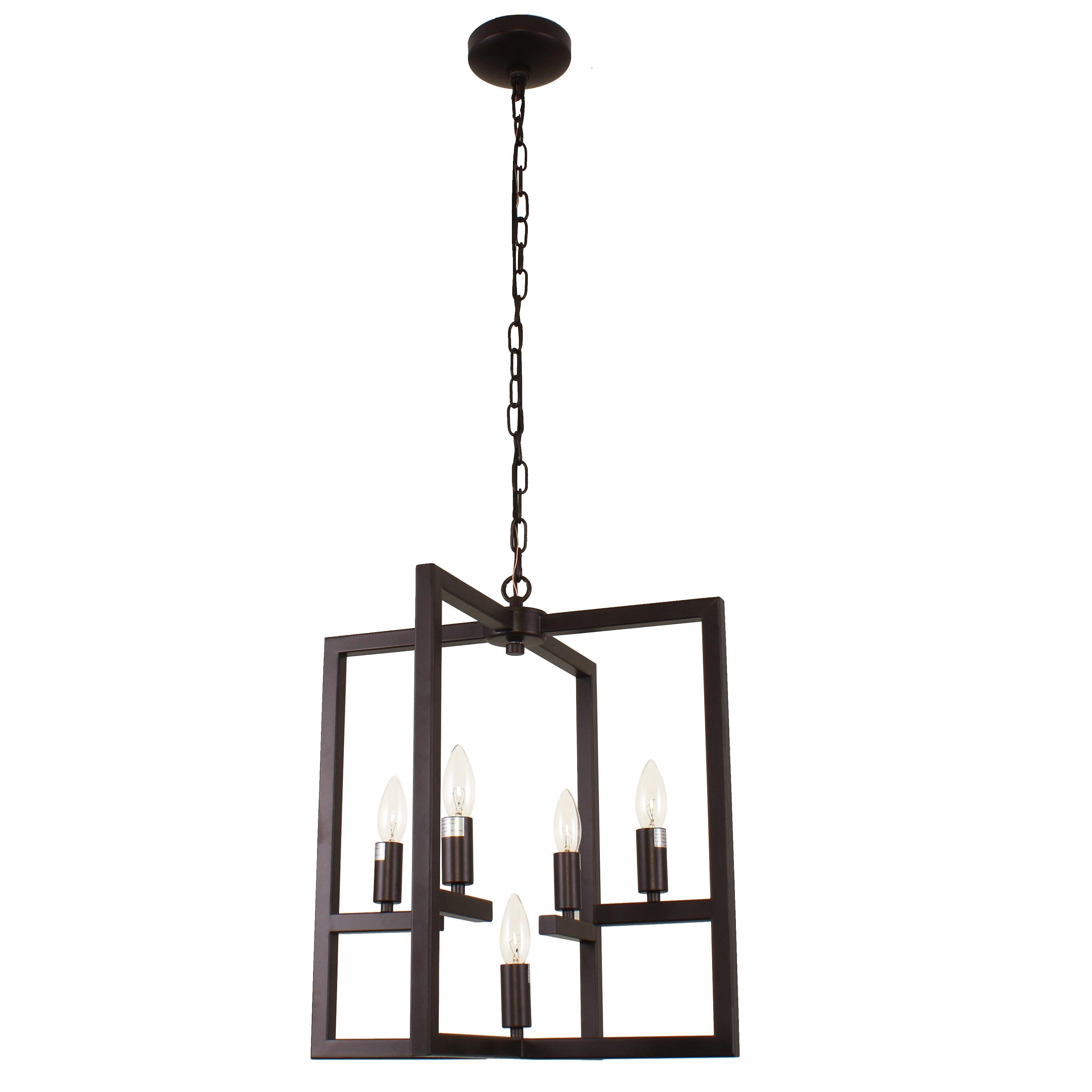 Farmhouse 18" Bronze Glass 5-Light Ceiling Pendant