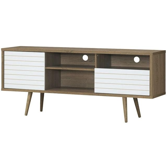Costway Modern TV Stand/Console Cabinet 3 Shelves Storage Drawer Splayed Leg Wood/White