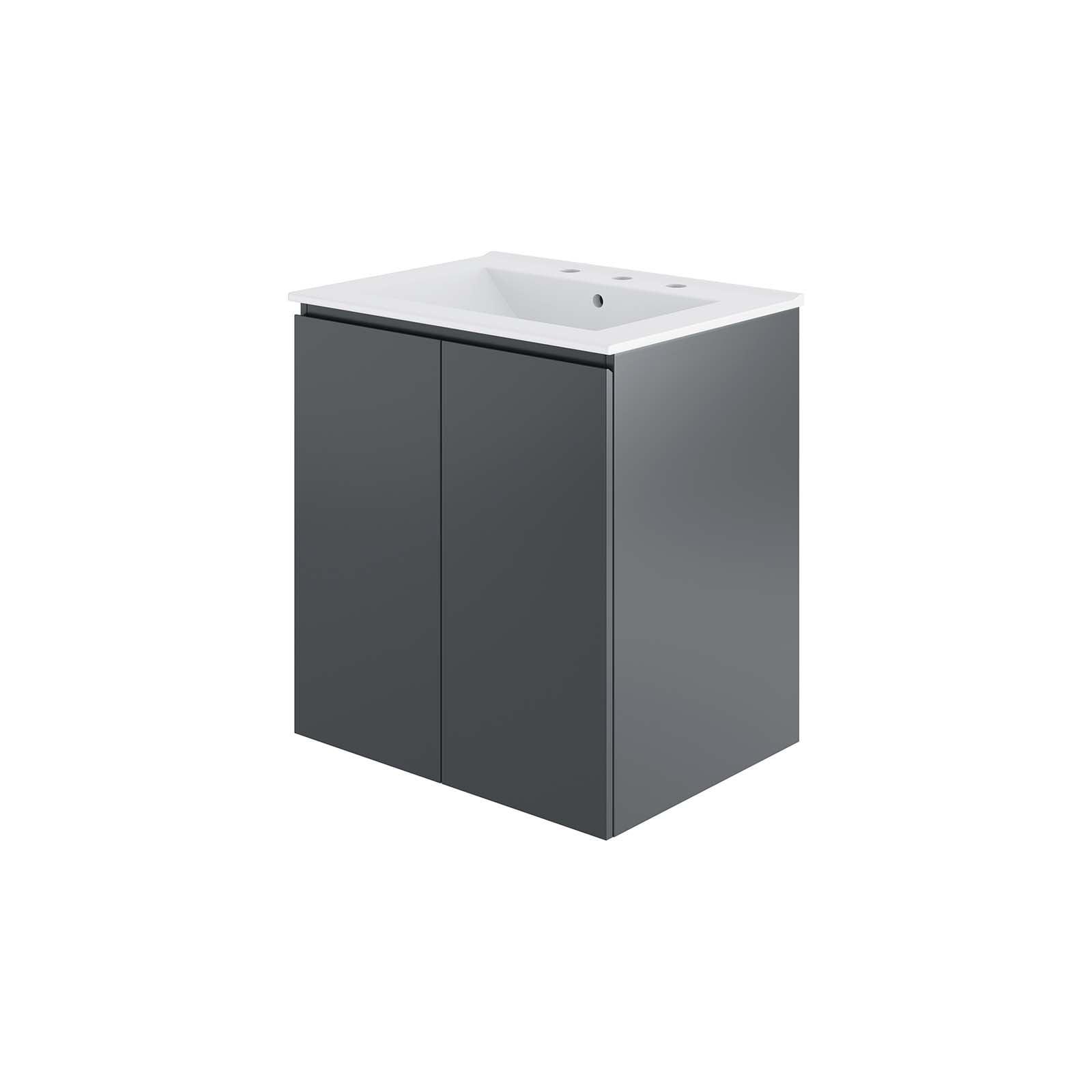 Bryn 24" Gray White Wall-Mount Ceramic Sink Vanity