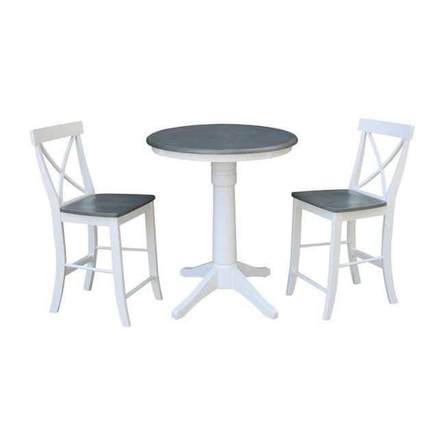 Heather Gray & White Round Wood Counter Height Dining Set