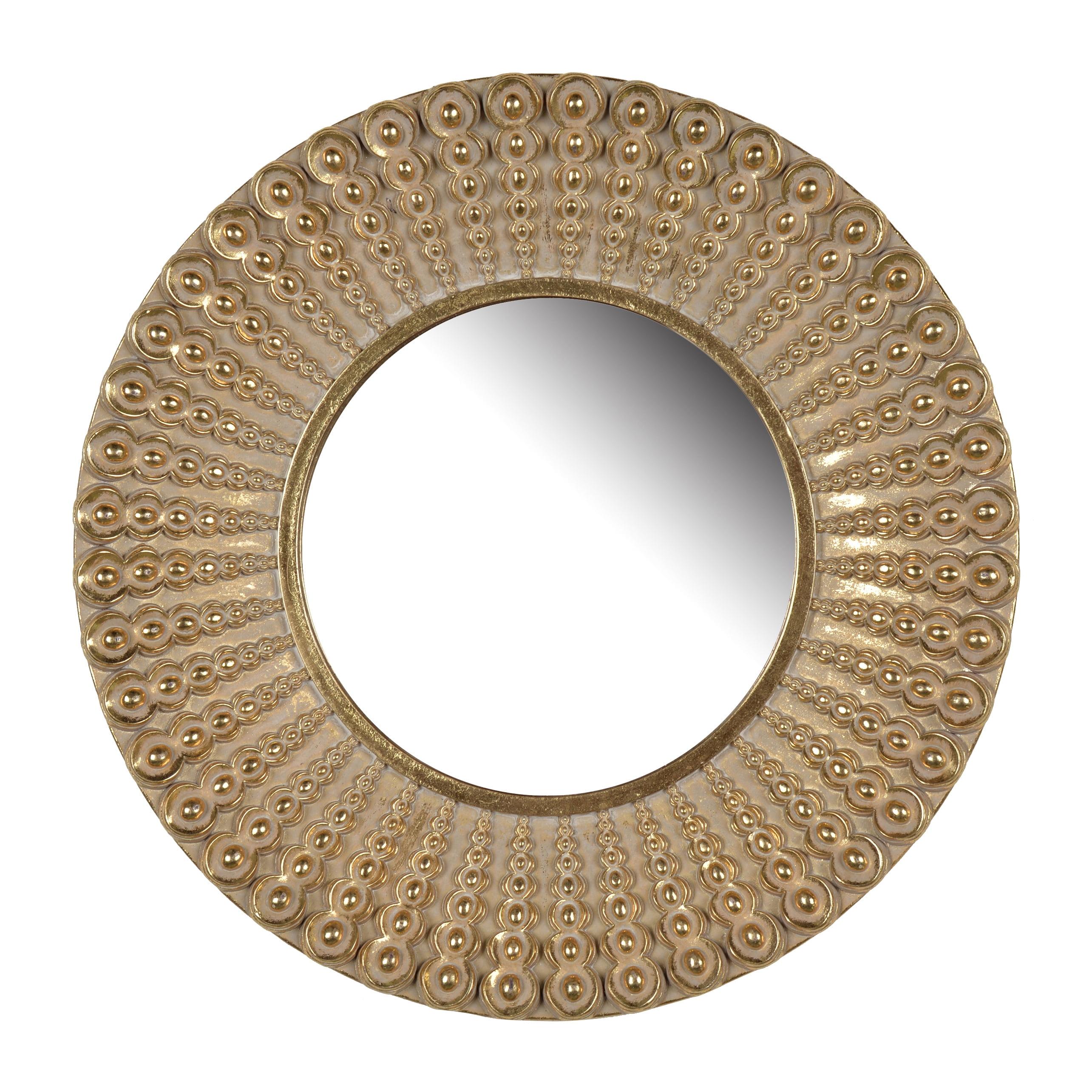 Aubrey 14" Gold Beaded Round Wall Mirror for Elegant Spaces