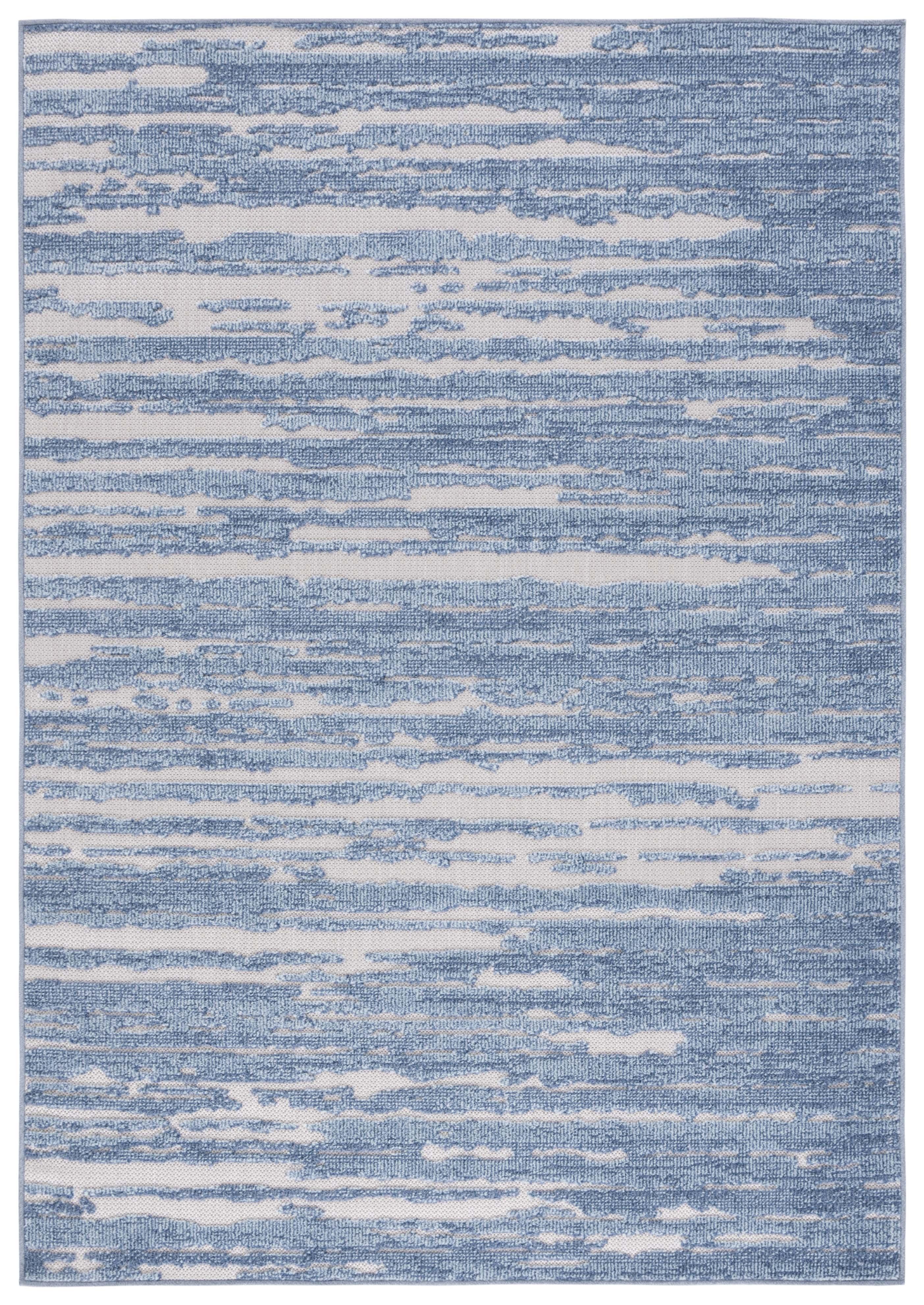 Coastal Charm Blue & Beige 5' x 8' Synthetic Rectangular Area Rug