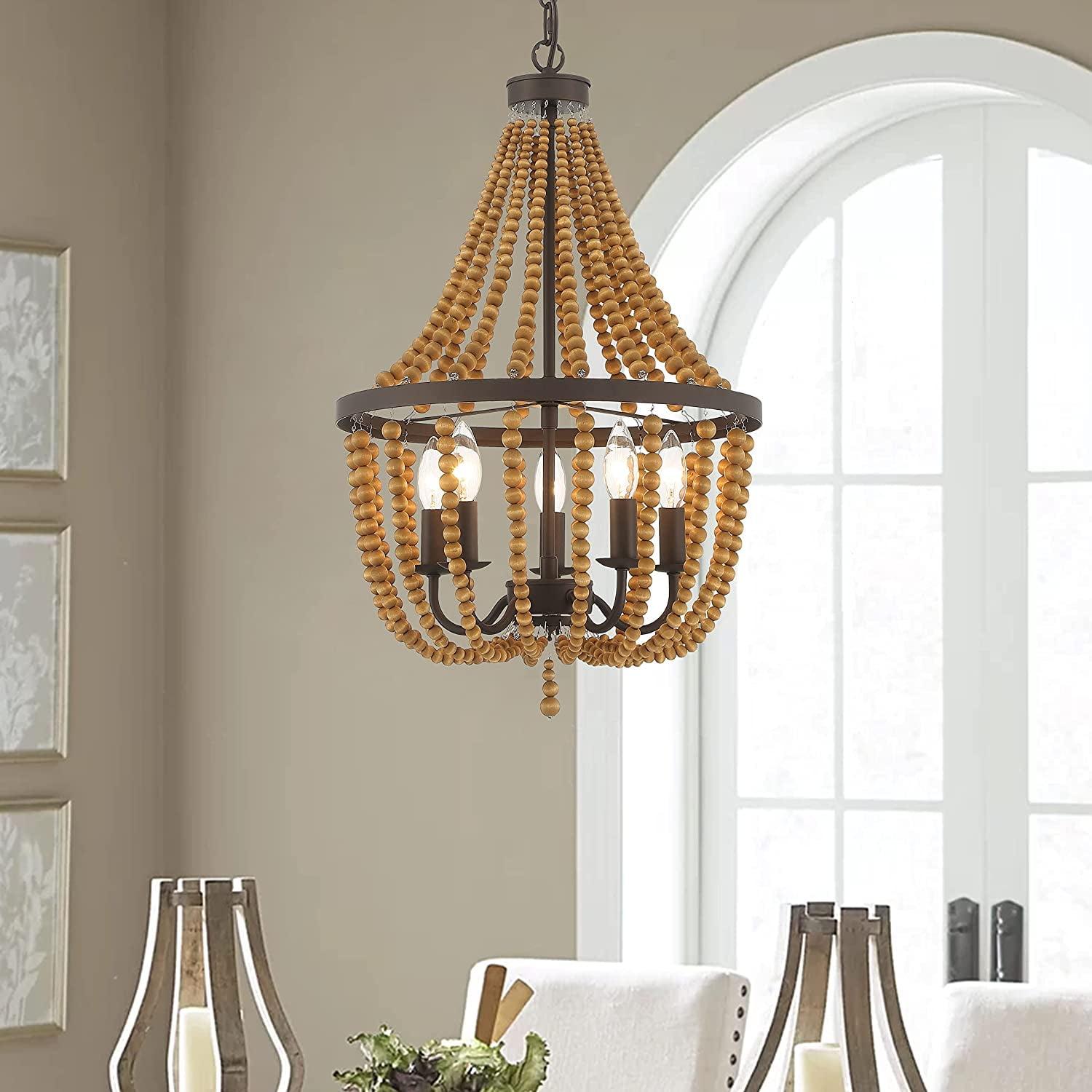 Bohemian Bronze Beaded 5-Light Empire Chandelier