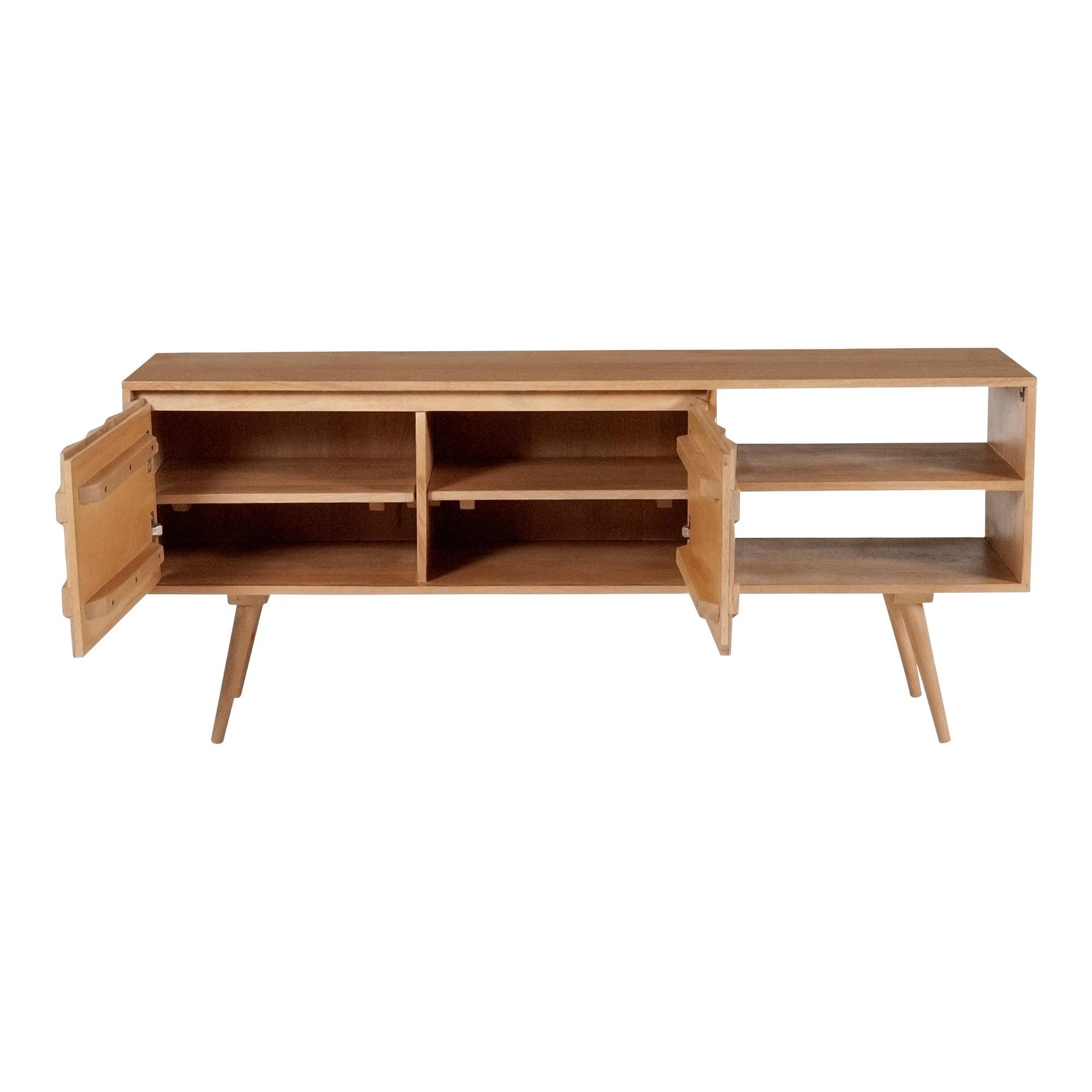 Mid-Century Modern Mango Wood 57'' TV Cabinet with Flared Legs