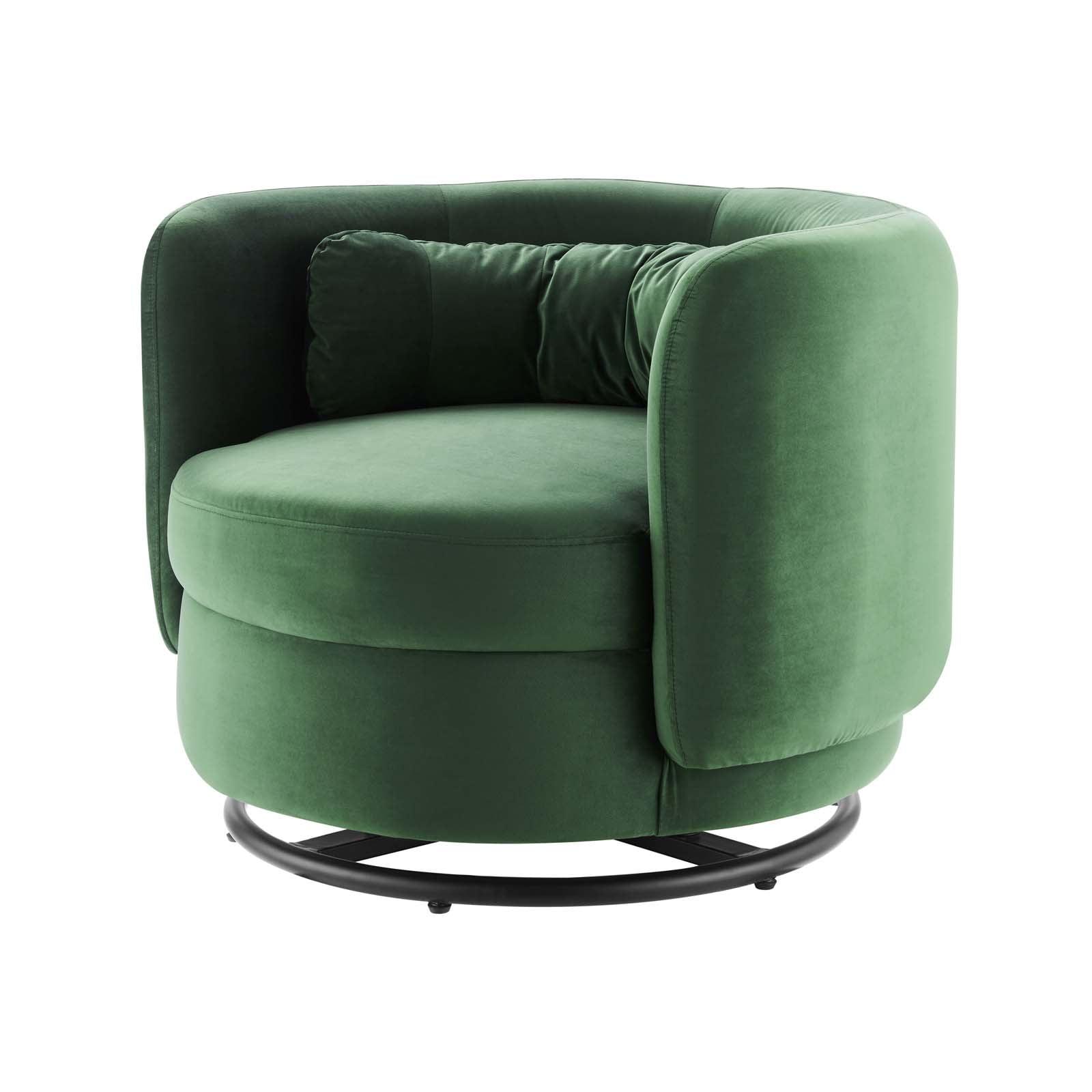 Relish Performance Velvet Performance Velvet Swivel Chair, Black Emerald