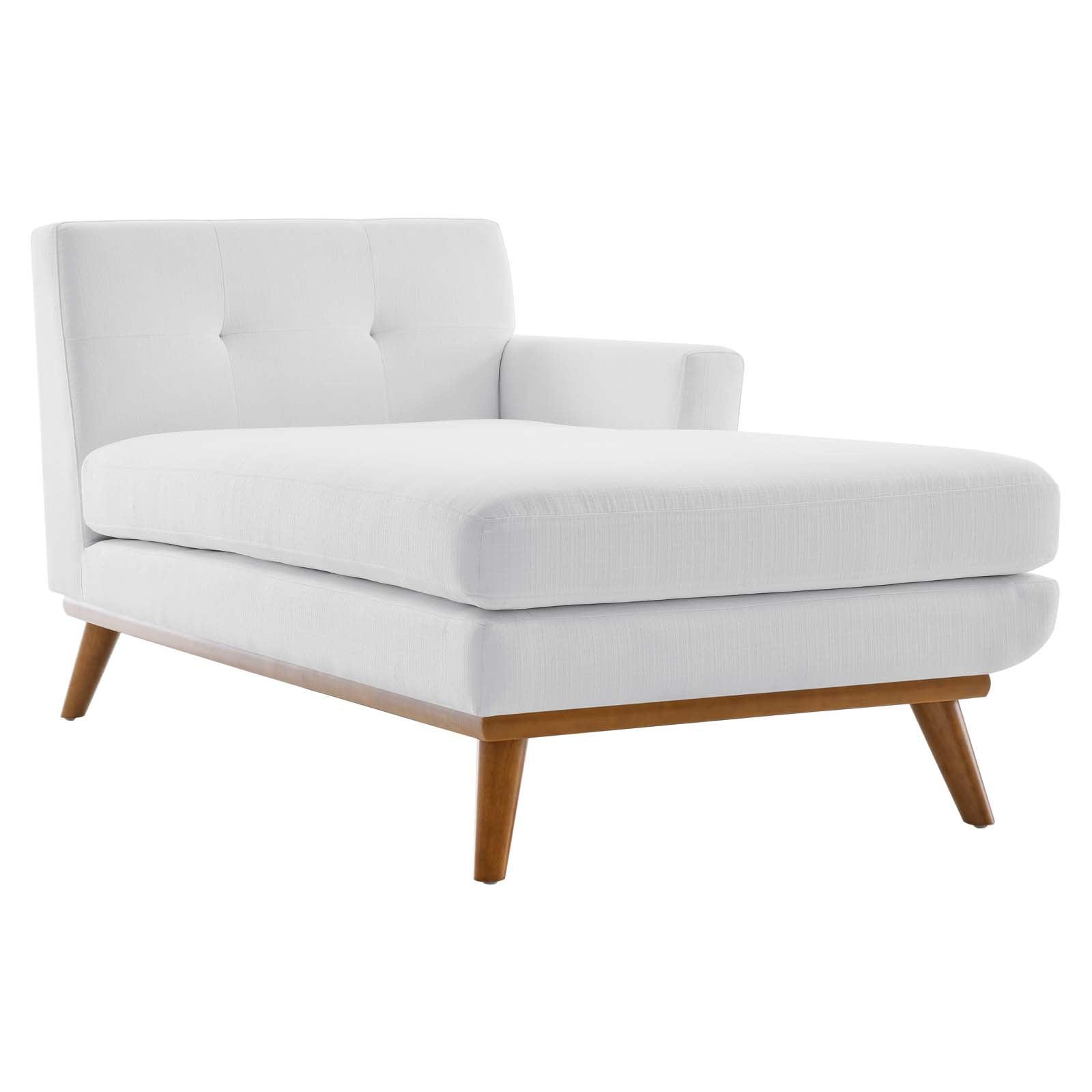 Engage 70'' White Fabric Right-Arm Chaise with Tufted Buttons