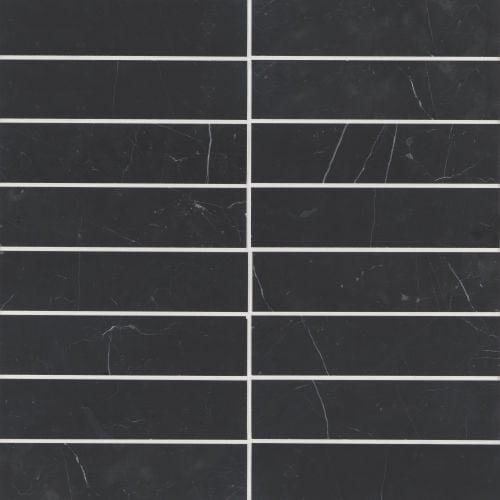 Nero Marquina Black Marble 2'' x 8'' Honed Tile