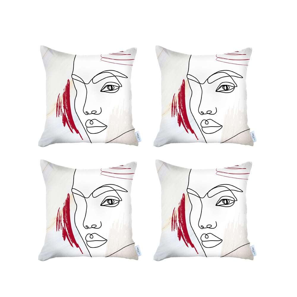Boho-Chic Set of 4 Handcrafted Decorative Throw Pillow Cover Abstract Jacquard 18" x 18" Multi-Color Square Pillowcase for Couch, Bedding