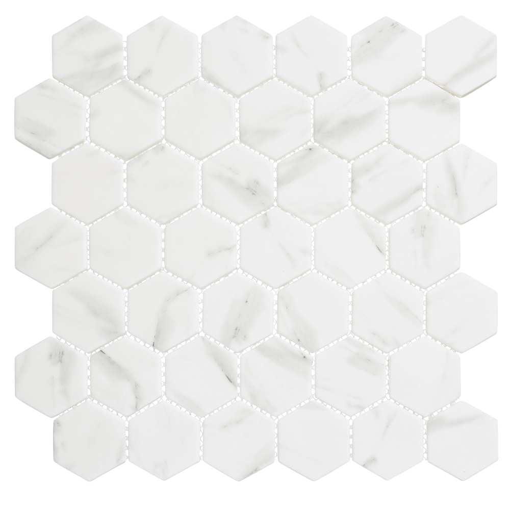 Windle White and Gray Glass Herringbone Mosaic Tile Sheet