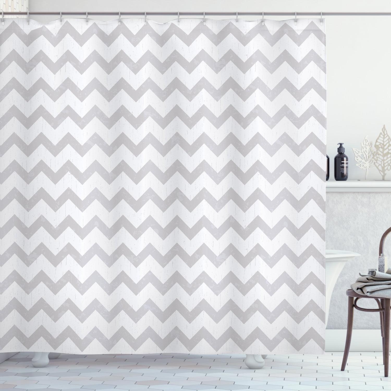 Chevron Shower Curtain with Hooks Included