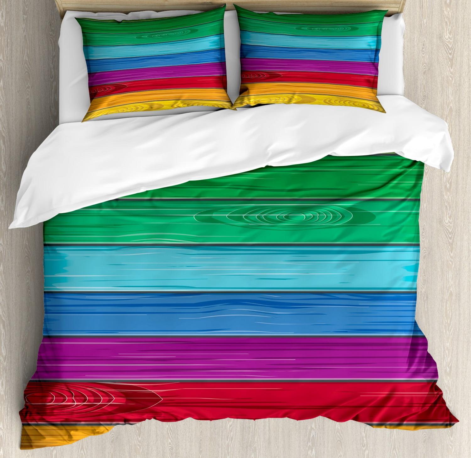 Rainbow Abstract Multicolor Microfiber Queen Duvet Cover Set