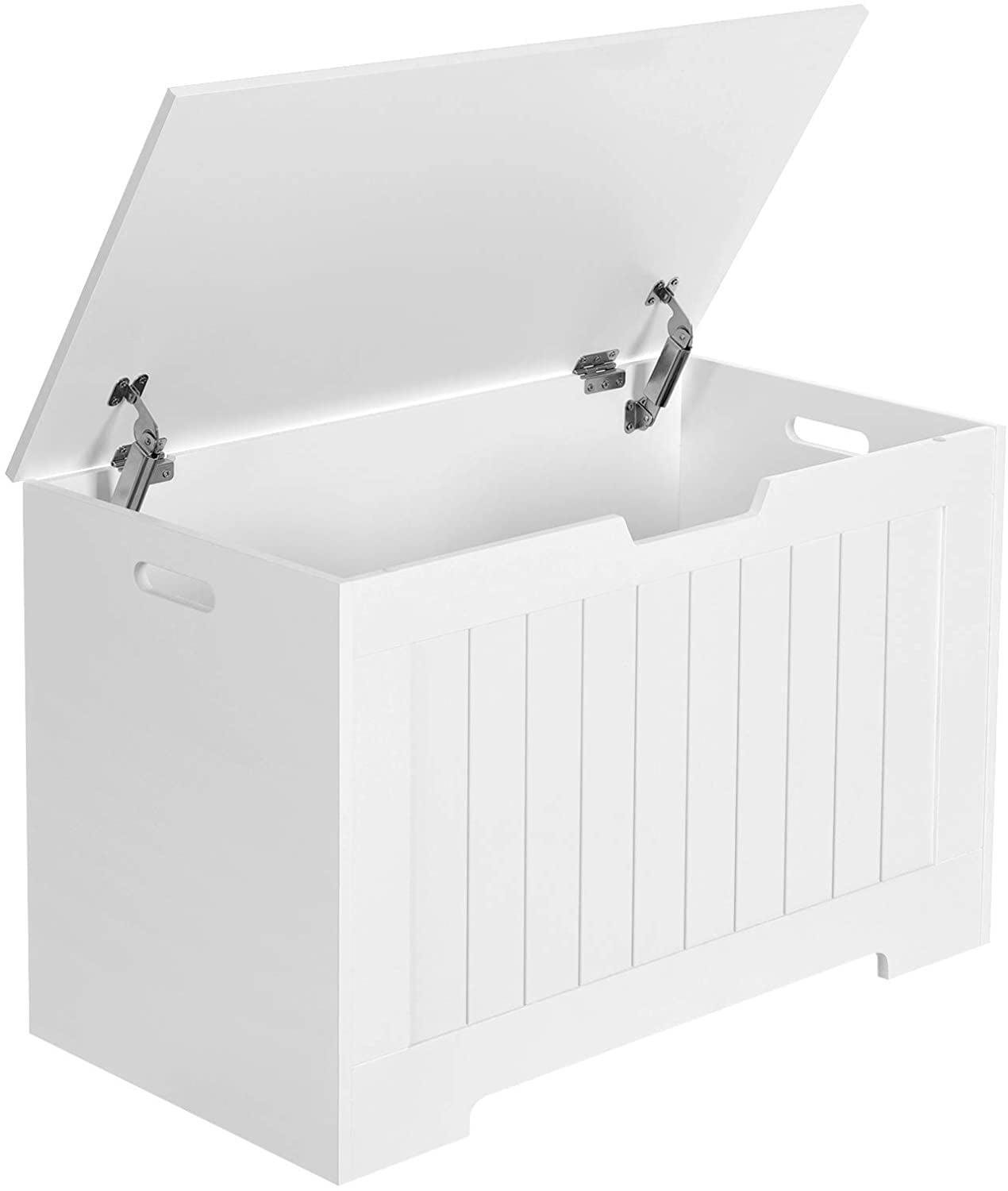 Lumina White Particleboard Storage Bench with Safety Hinge