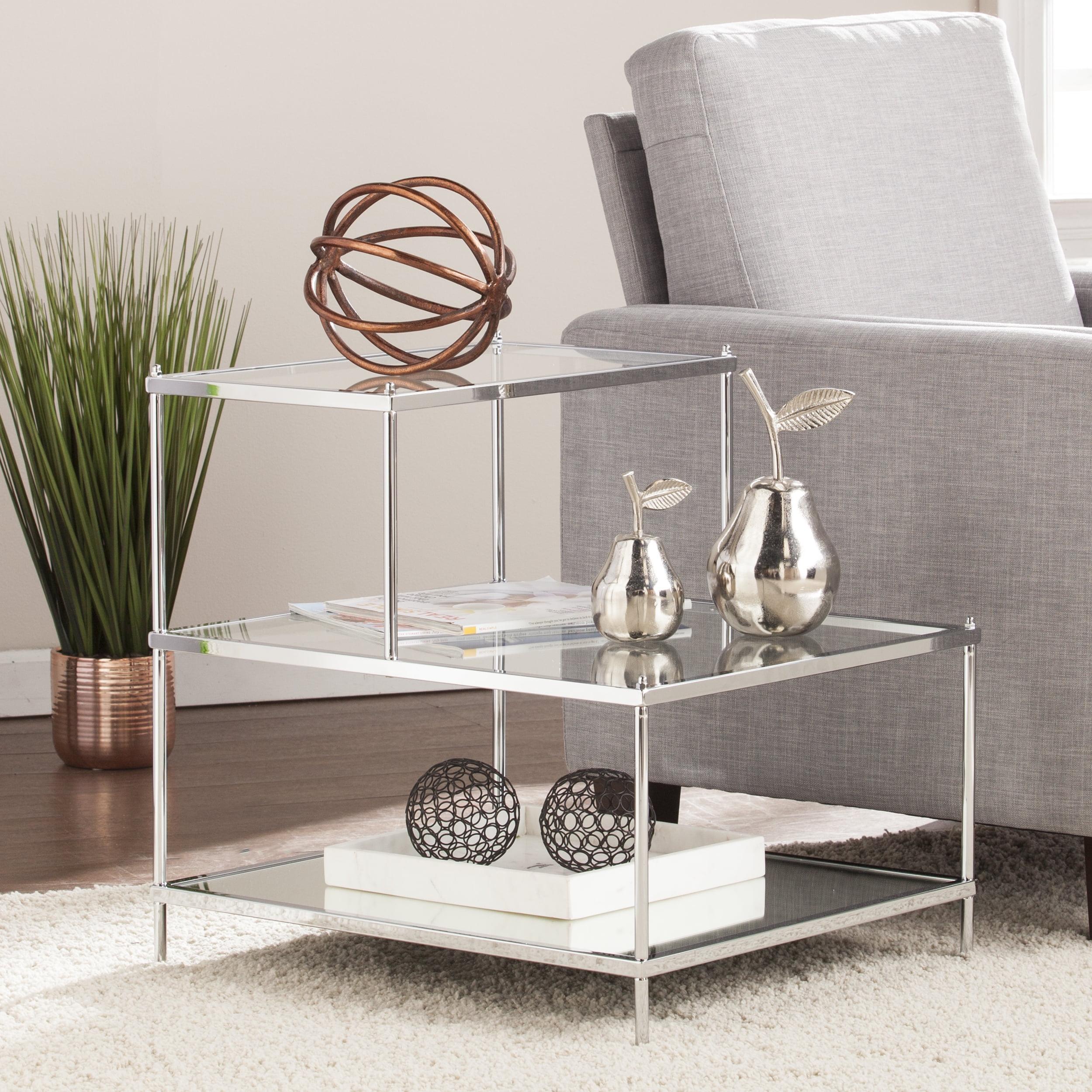 Chic Knox Glam Mirrored & Chrome-Plated Metal Accent Table