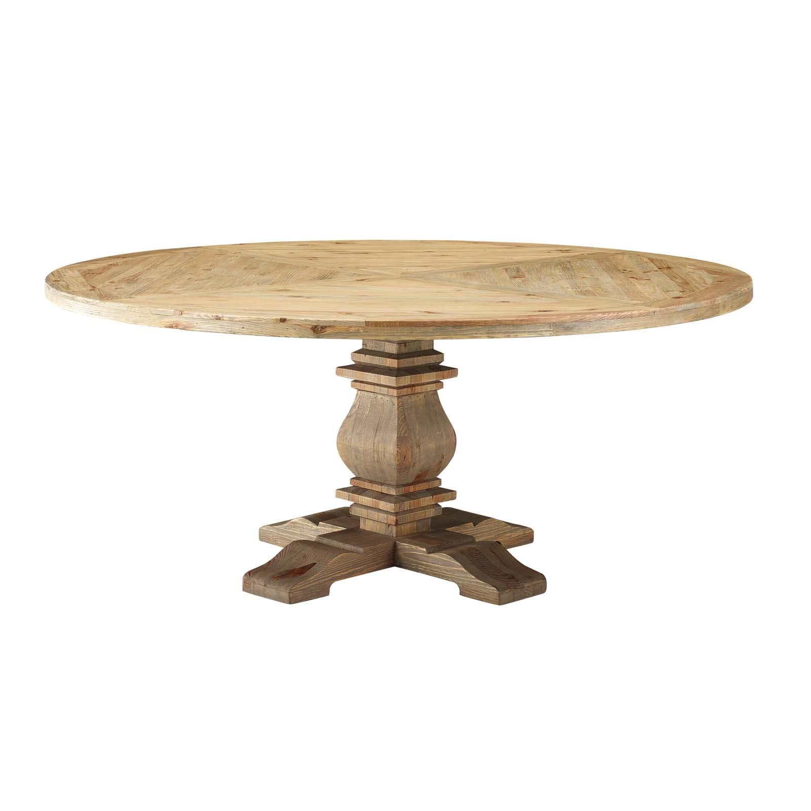 Rustic Farmhouse 71" Reclaimed Pine Wood Round Dining Table