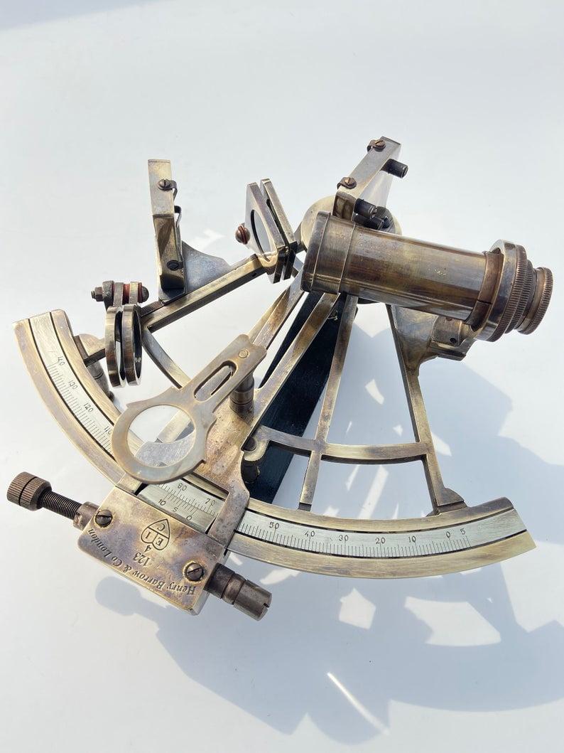 Nautical 8" Brass Working Sextant In Brown Antique | Marine Navigational Sextant