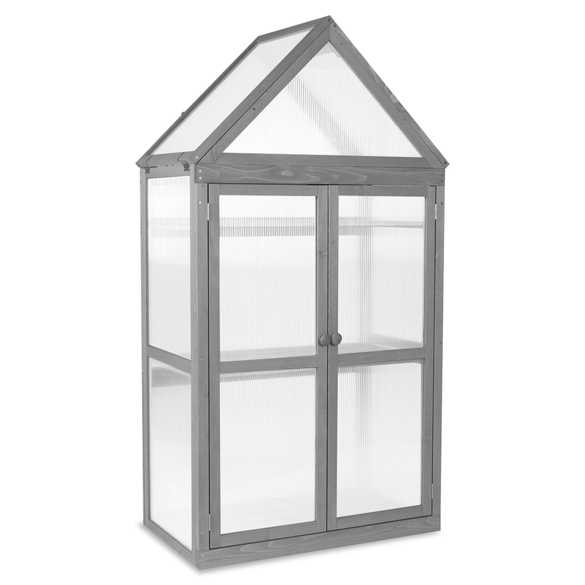 18.3" W x 29.9" D Wooden Greenhouse Cold Frame，Garden Raised Flower Planter Shelf