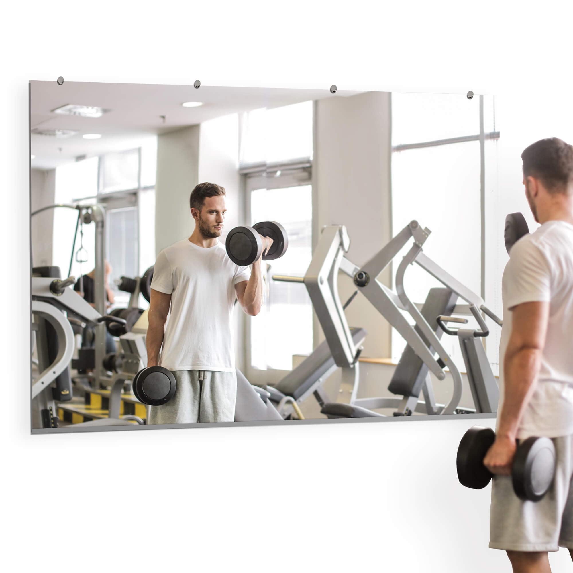 36 x 60 inches Wall Mount Annealed Mirror kit with Flat Polished Edge, Safety Backing for Gym, Dancing and yoga by fab glass and mirror