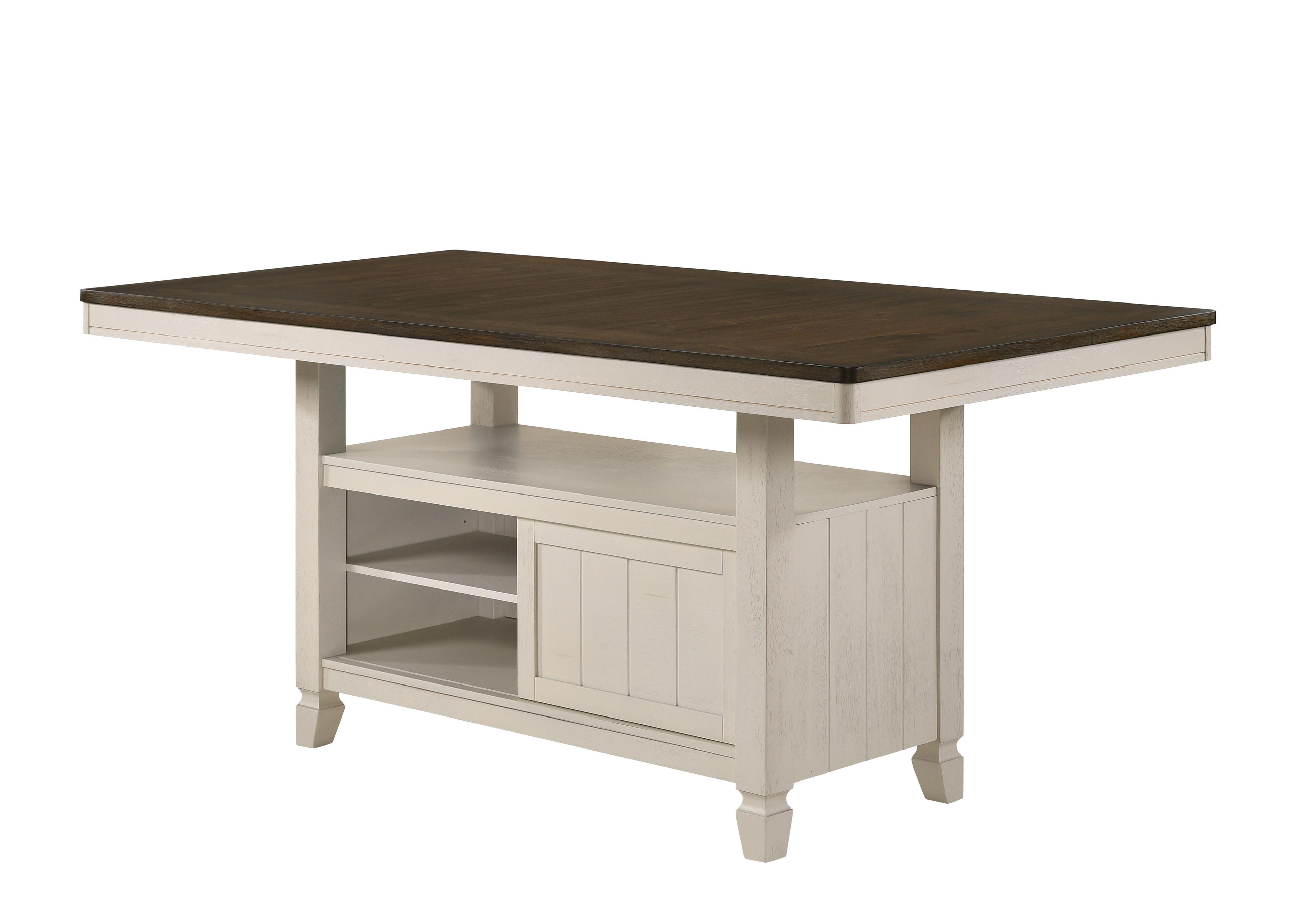 Tasnim 40" Oak and Antique White Wood Counter Height Table