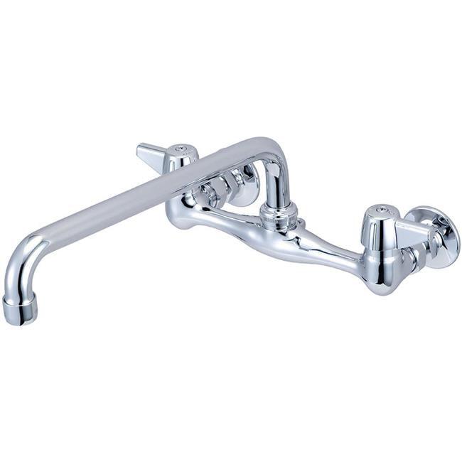 Farmhouse Polished Chrome Double Handle Wallmount Kitchen Faucet