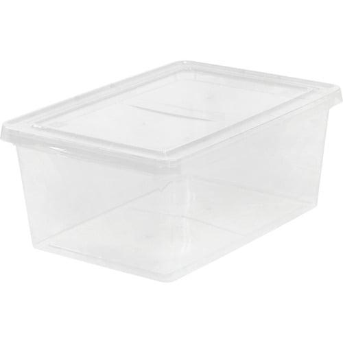 IRIS USA Plastic Stackable and Nestable Storage Bin Tote Organizing Container, Clear