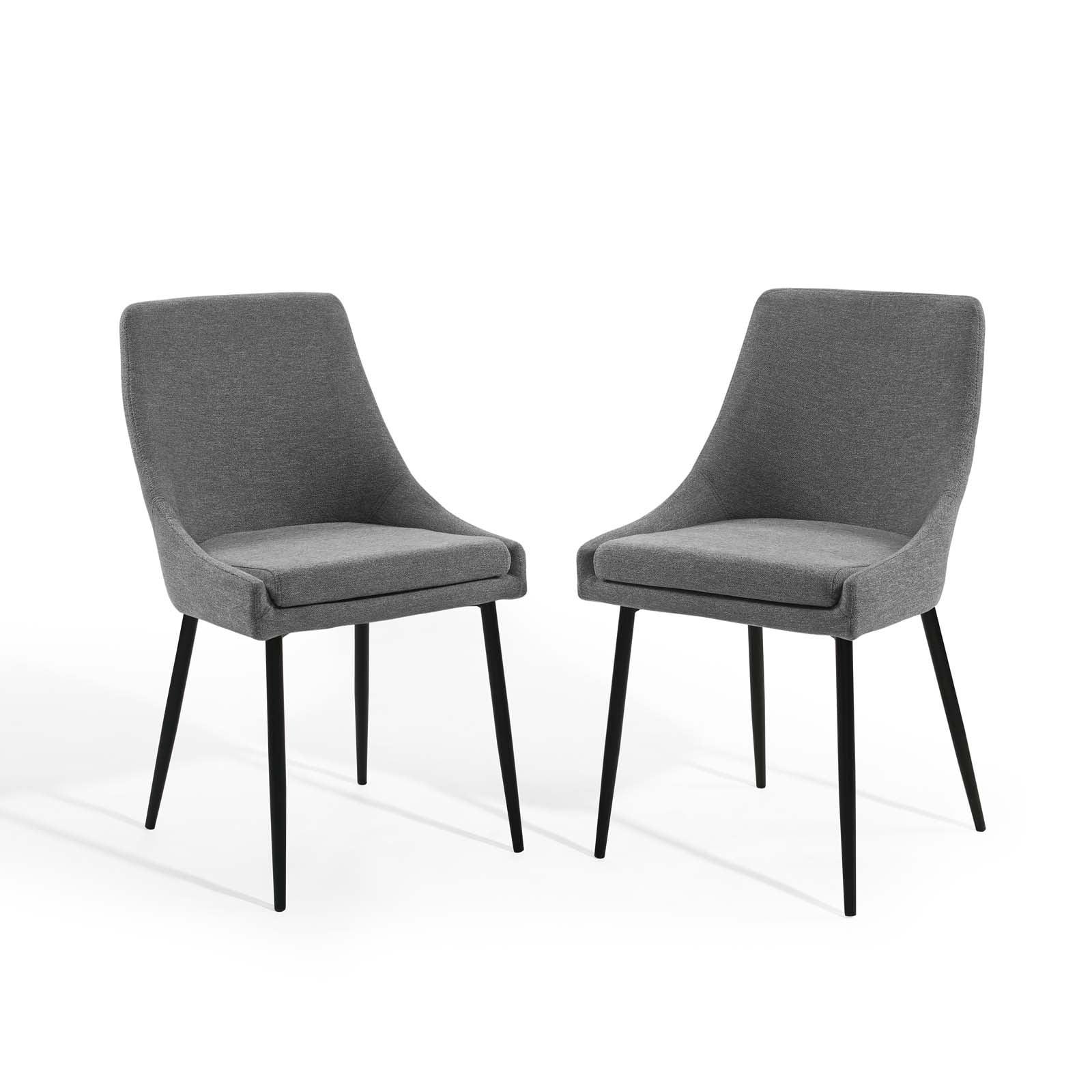 Modway Viscount 19" Fabric Dining Chairs in Black/Charcoal (Set of 2)