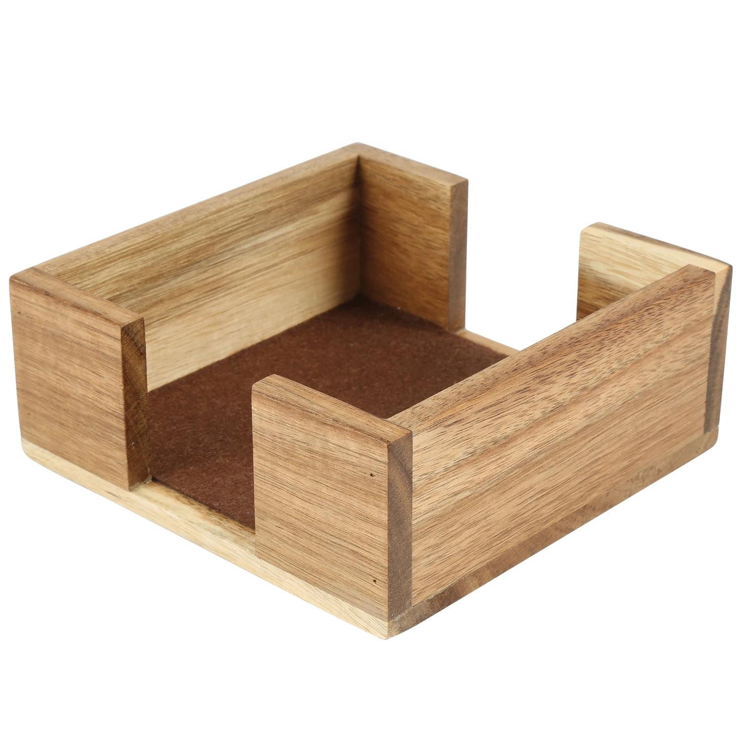 Natural Acacia Wood Square Coaster Holder for 4 Coasters