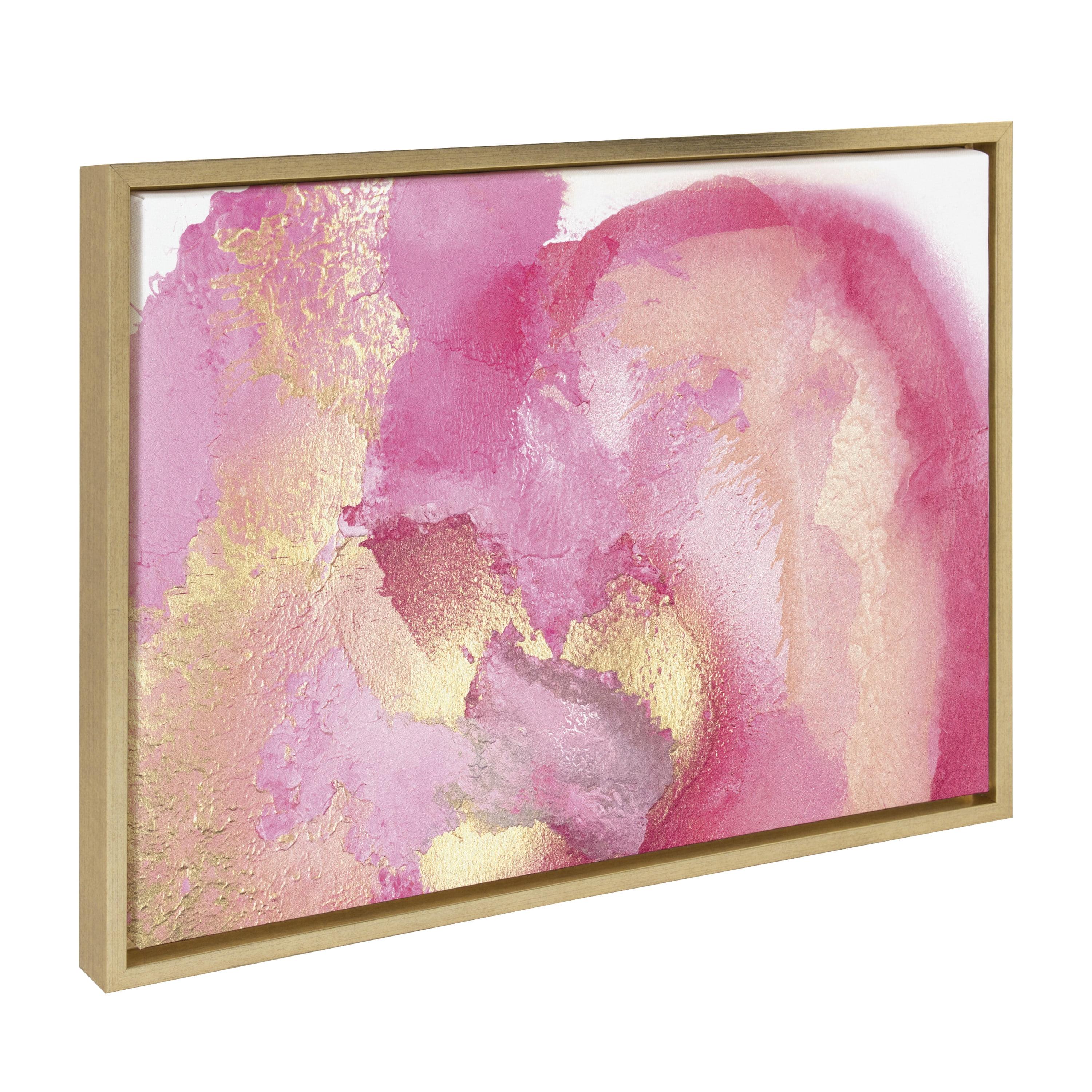 Pink Golden Hour Abstract Canvas Wall Art with Gold Frame, 18x24