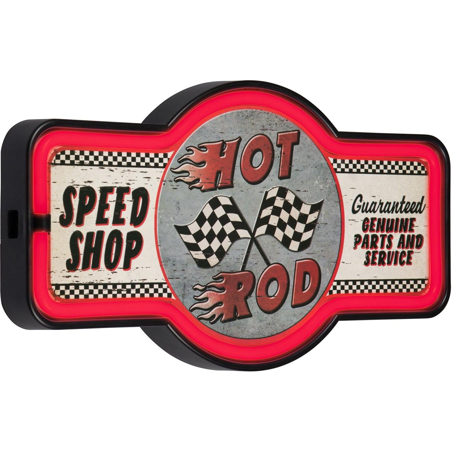 Hot Rod Speed Shop Vintage Neon Wall Sign with LED Lights