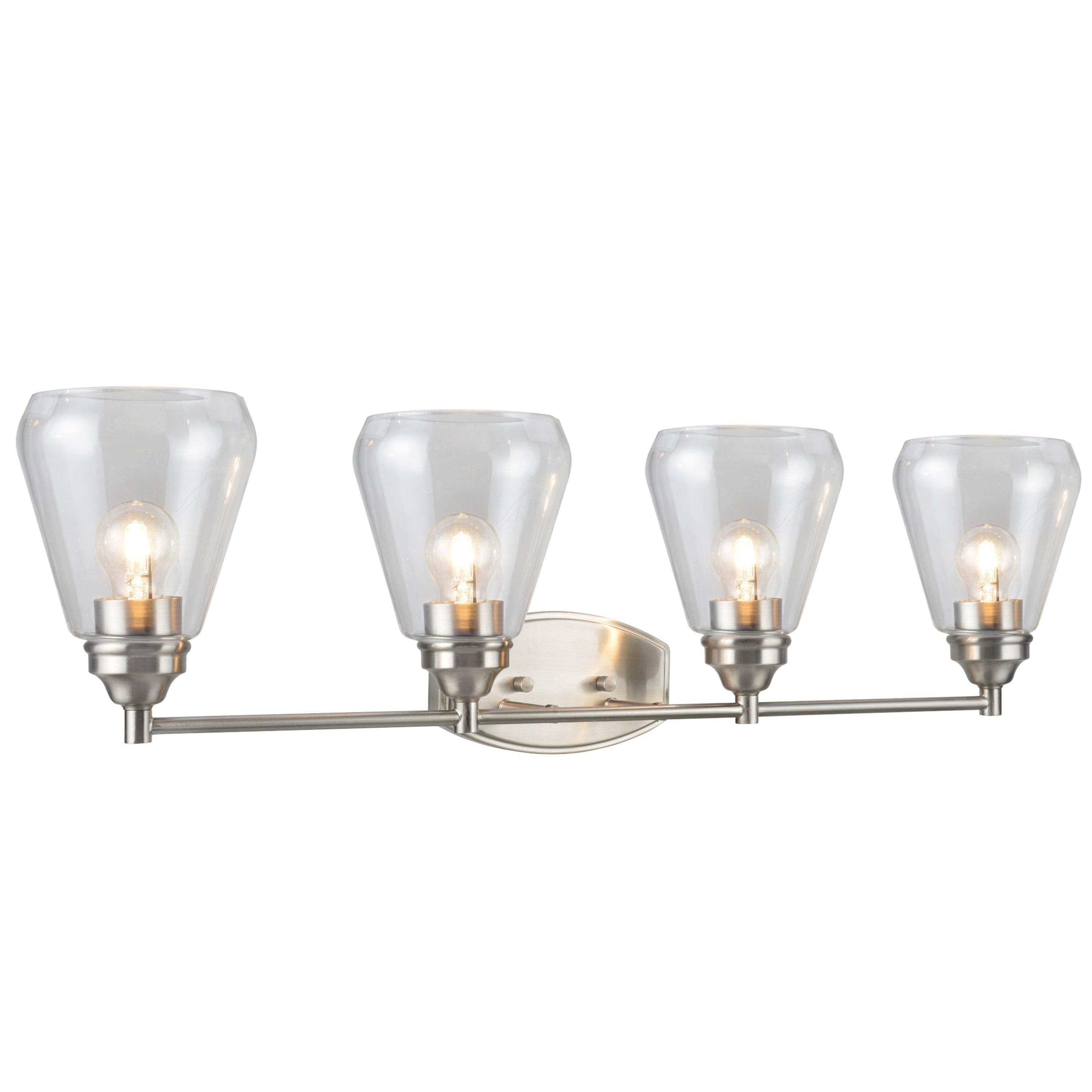 Aspen Creative 62122-1, Four-Light Metal Bathroom Vanity Wall Light Fixture, 34" Wide, Transitional Design in Satin Nickel with Clear Glass Shade