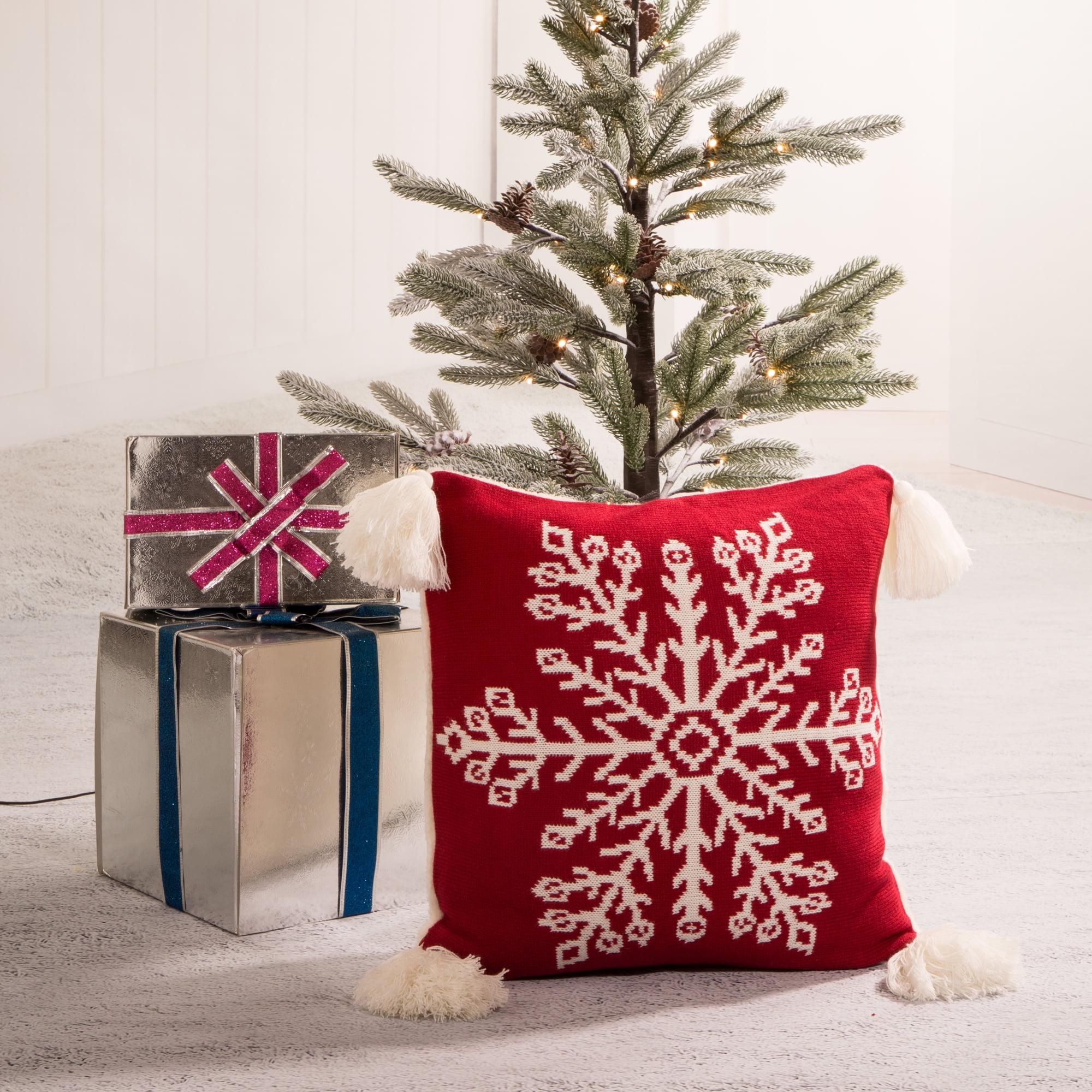 Christmas Snowflake Tassels Reversible Pillow Cover