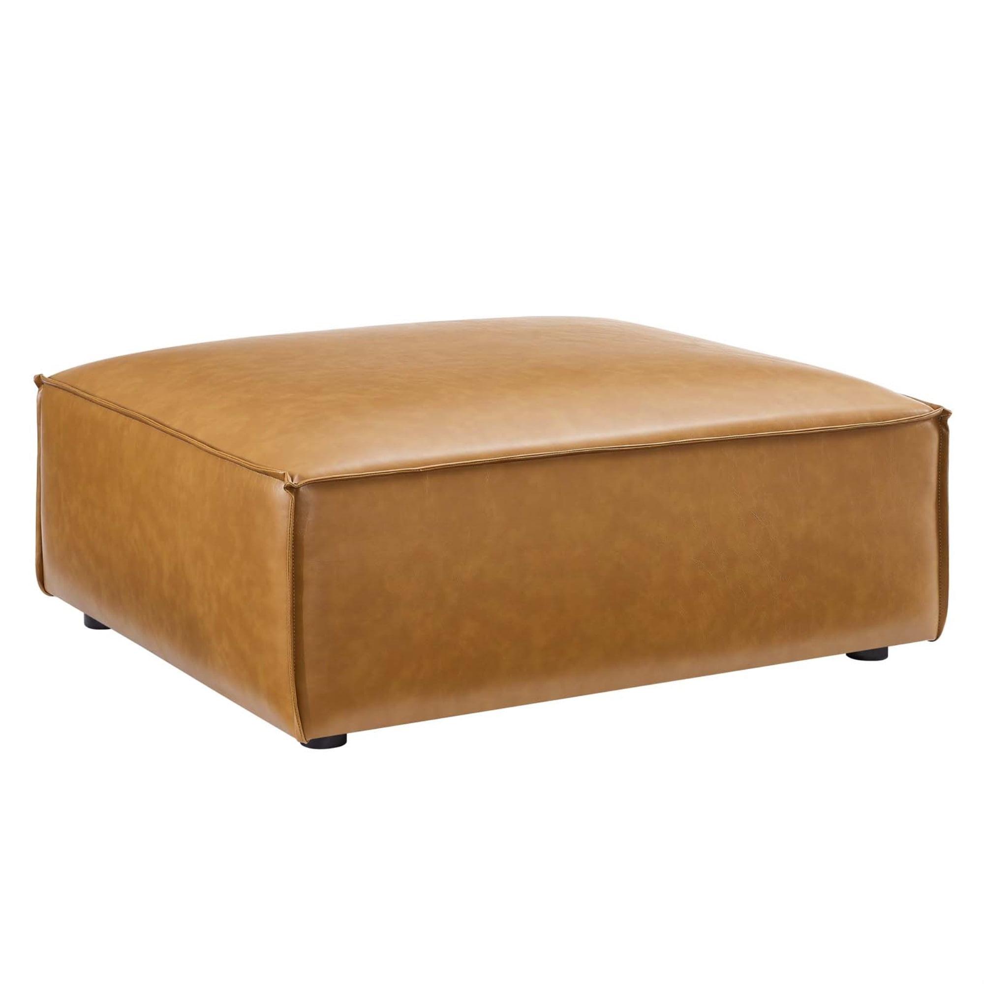 Restore 41.5'' Tan Vegan Leather Minimalist Ottoman