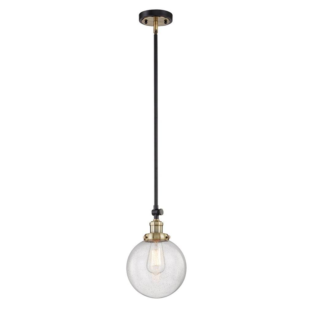 Elegant Mini Black LED Vanity Pendant with Seedy Glass Shade