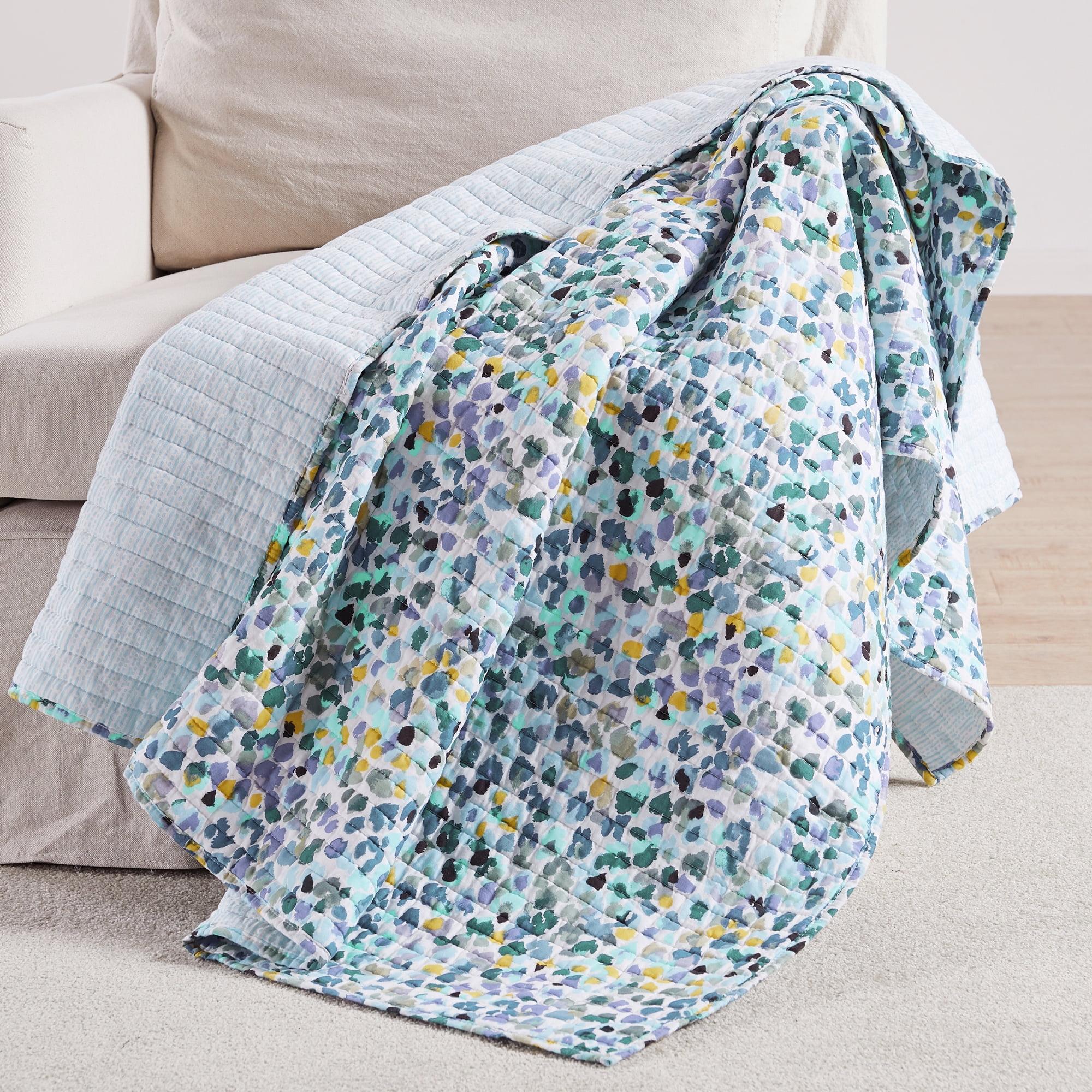 Breezy Waves Cotton Quilted Throw 50x60in - Multicolor Reversible