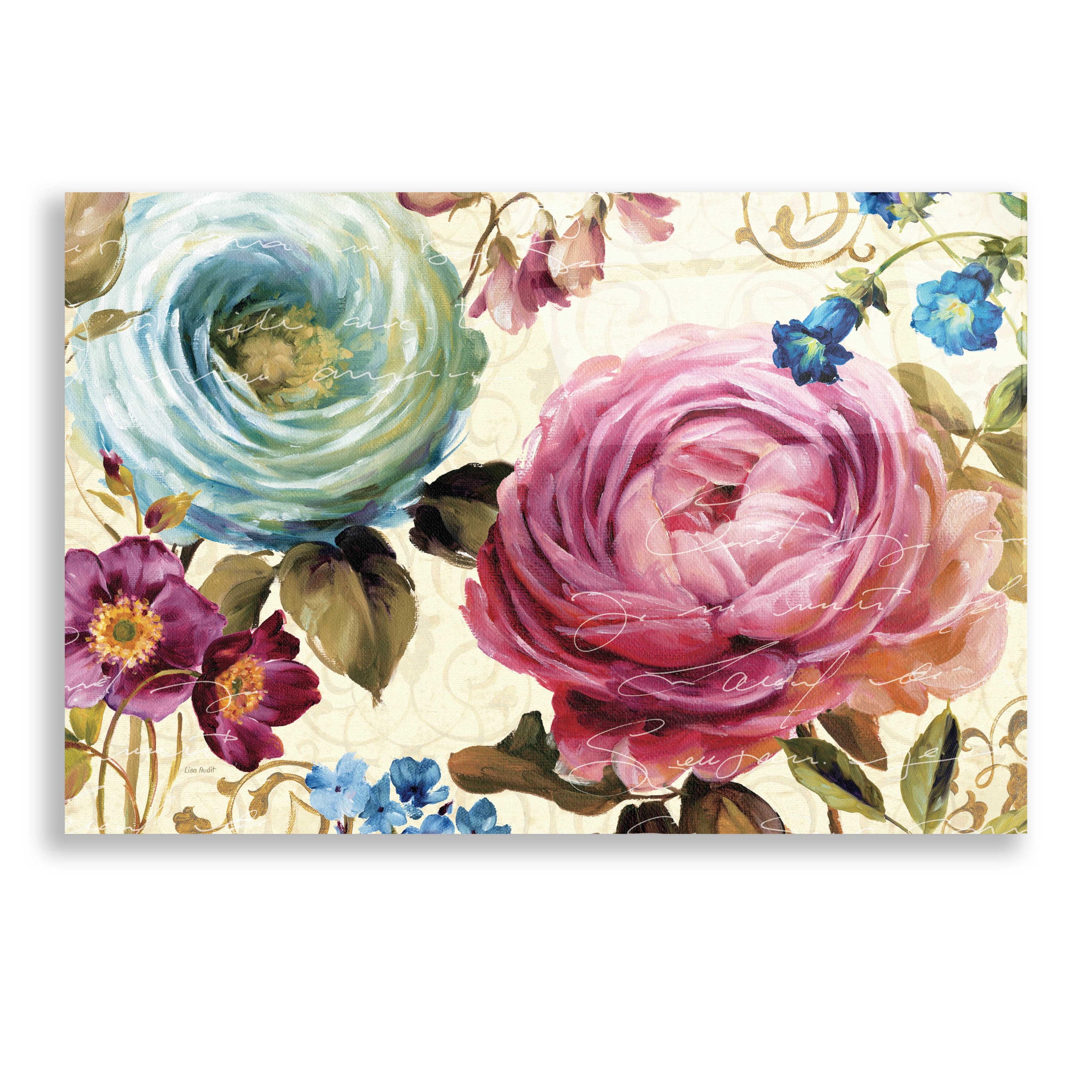 Victorias Dream III Floral Acrylic Wall Art in Cream and Multicolor