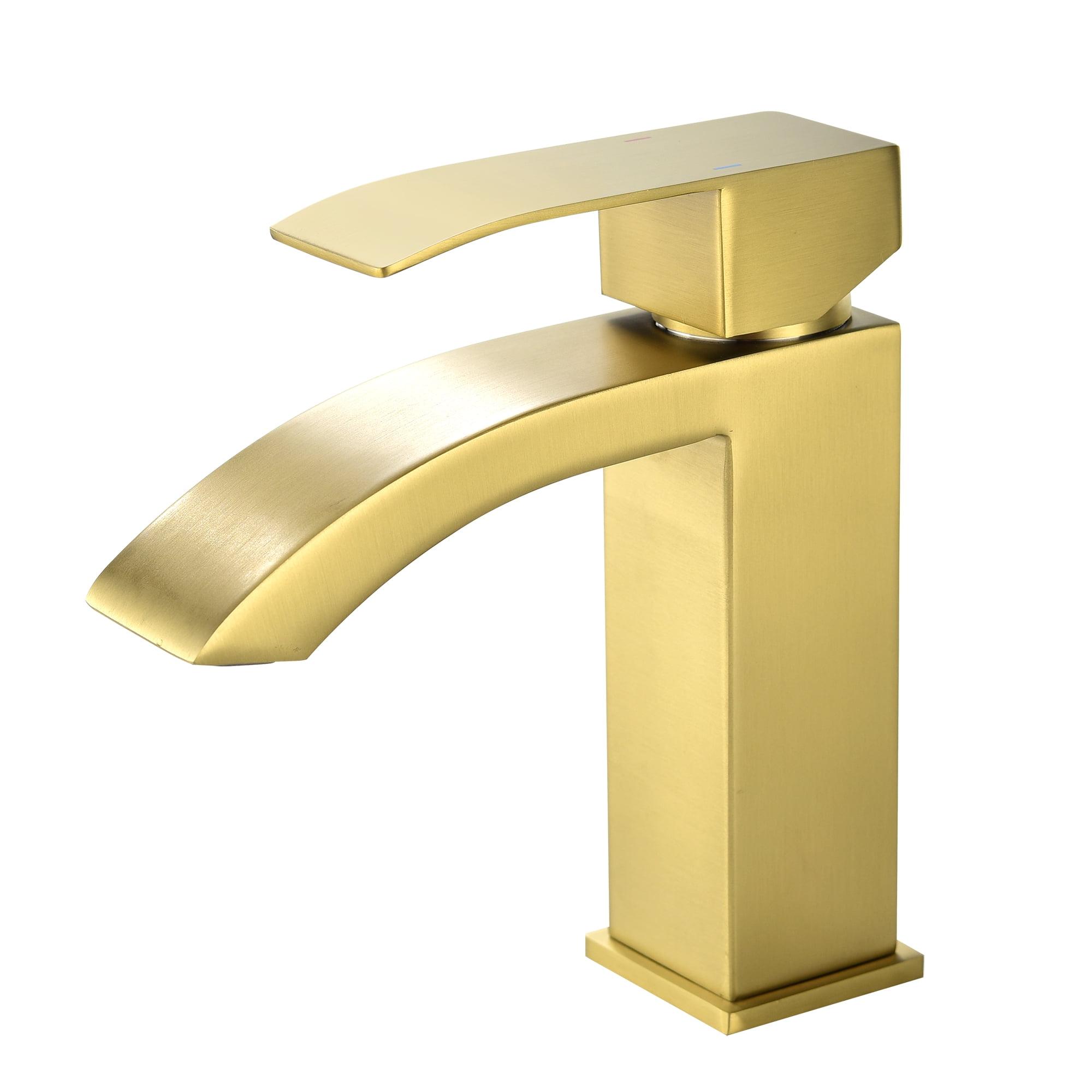 Brushed Gold Single Handle Bathroom Faucet with Lever Handle