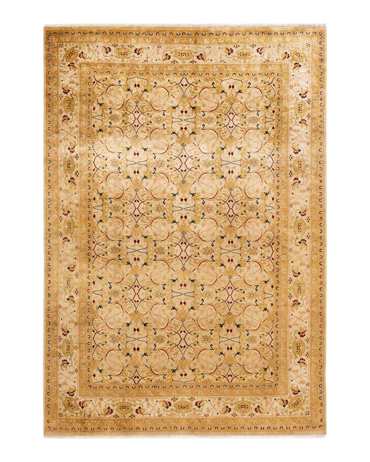 Ivory Hand-Knotted Wool Rectangular Area Rug 8' x 10'