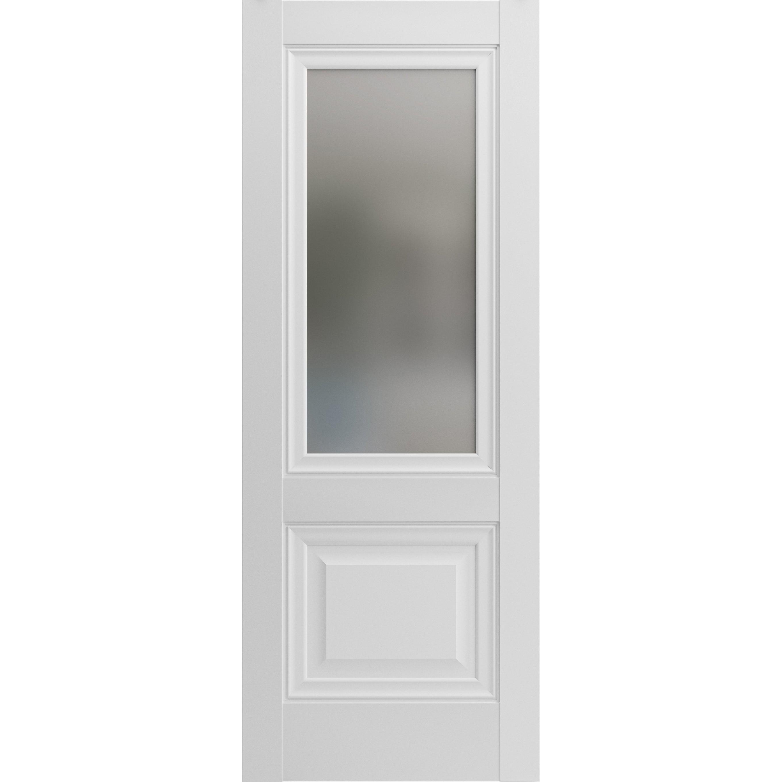 Nordic White 72" x 84" French Double Doors with Frosted Glass