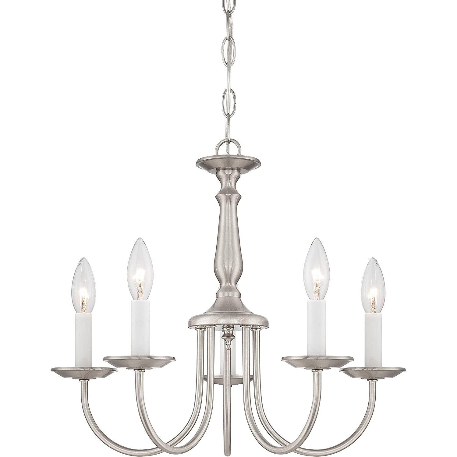 Elegant Brushed Nickel 5-Light Candlestick Chandelier, 18"