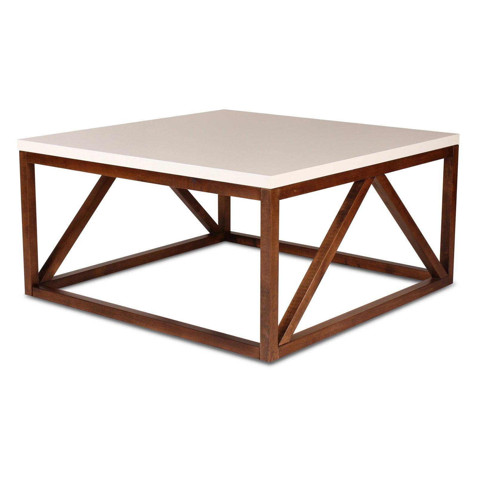 Kaya 36'' Walnut Square Wood and Metal Modern Coffee Table