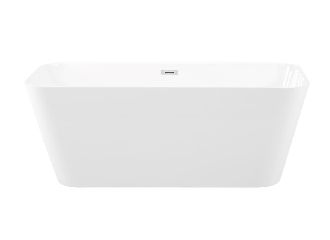 59.1" White Solid Surface Freestanding Soaking Bathtub