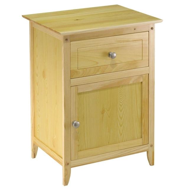 Winsome Eugene Nightstand Natural: Wood Composite Bedside Table with Cabinet Door & Drawer