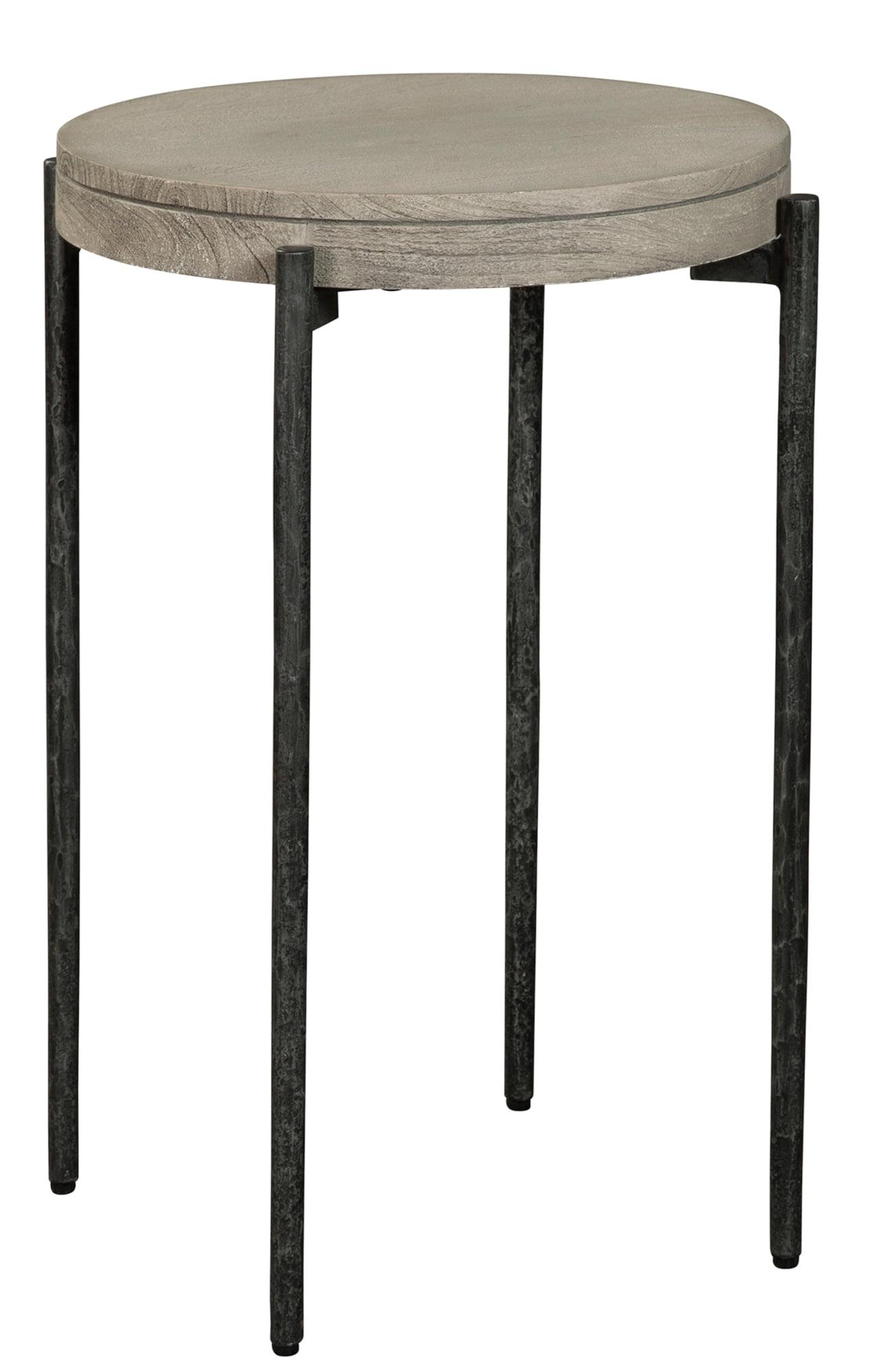 Bedford Gray Mango Wood and Metal Round Chairside Table