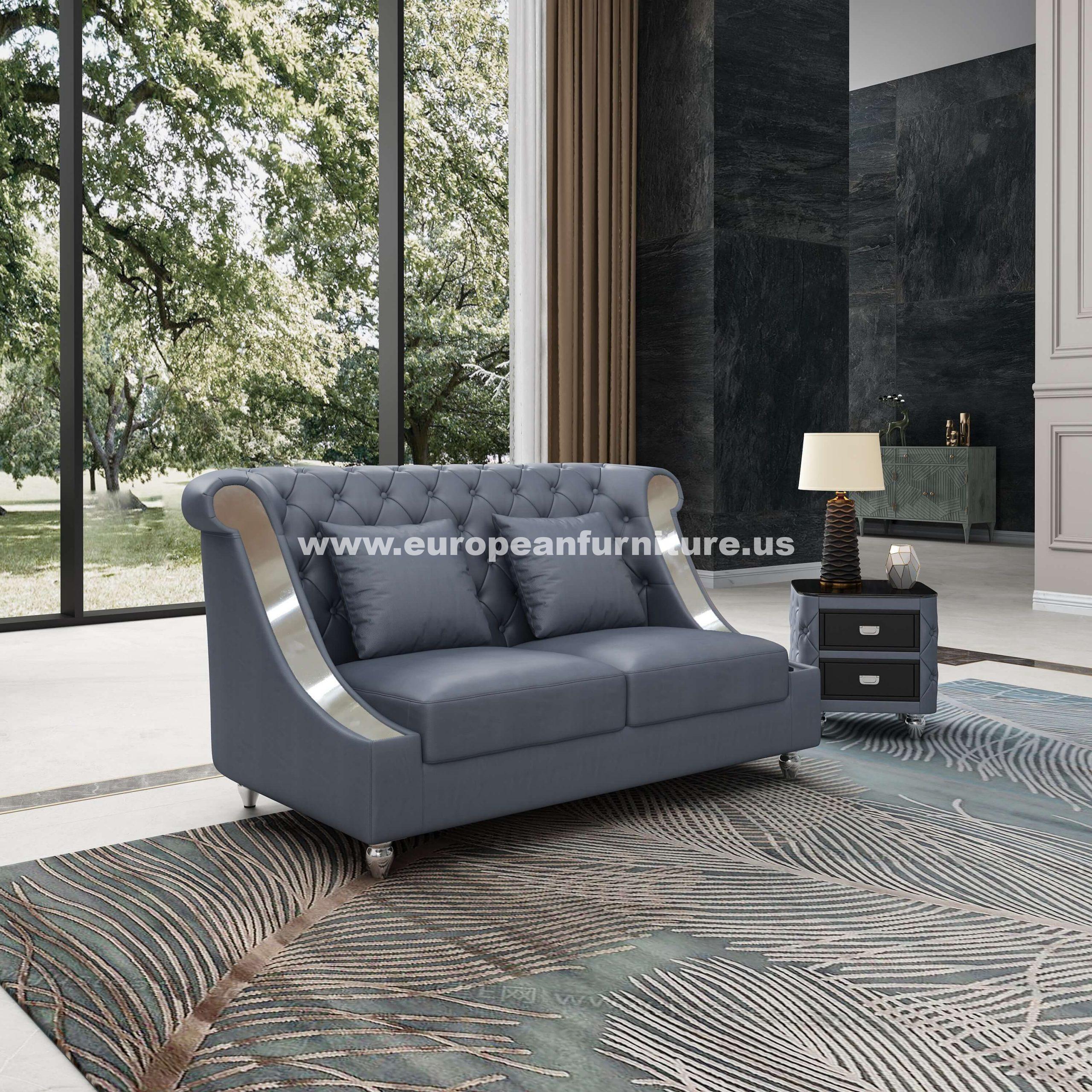 European Furniture Mayfair 66.5'' Leather Loveseat
