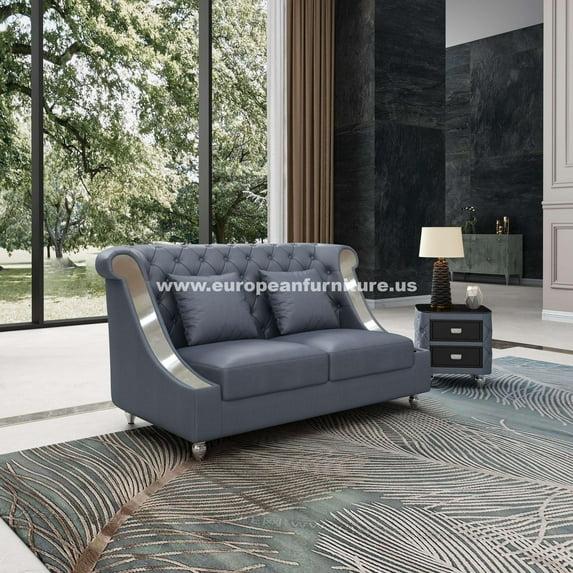 European Furniture Mayfair 66.5'' Leather Loveseat