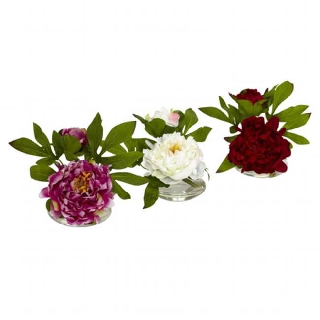 Charming Trio Peony 13" Outdoor Tabletop Arrangement Set