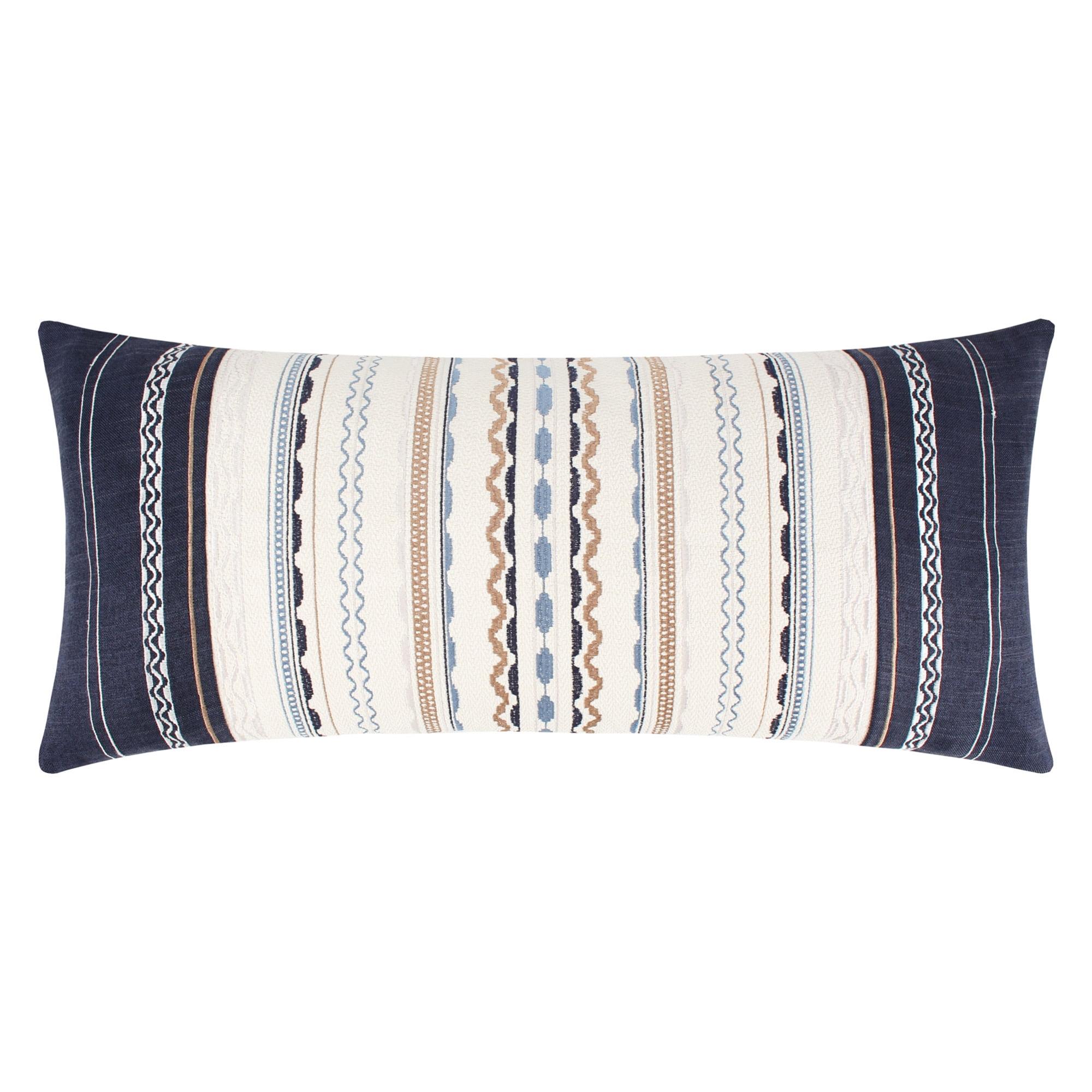 Preston Embroidered Stripe Decorative Pillow - Navy, Blue, Taupe, and Cream